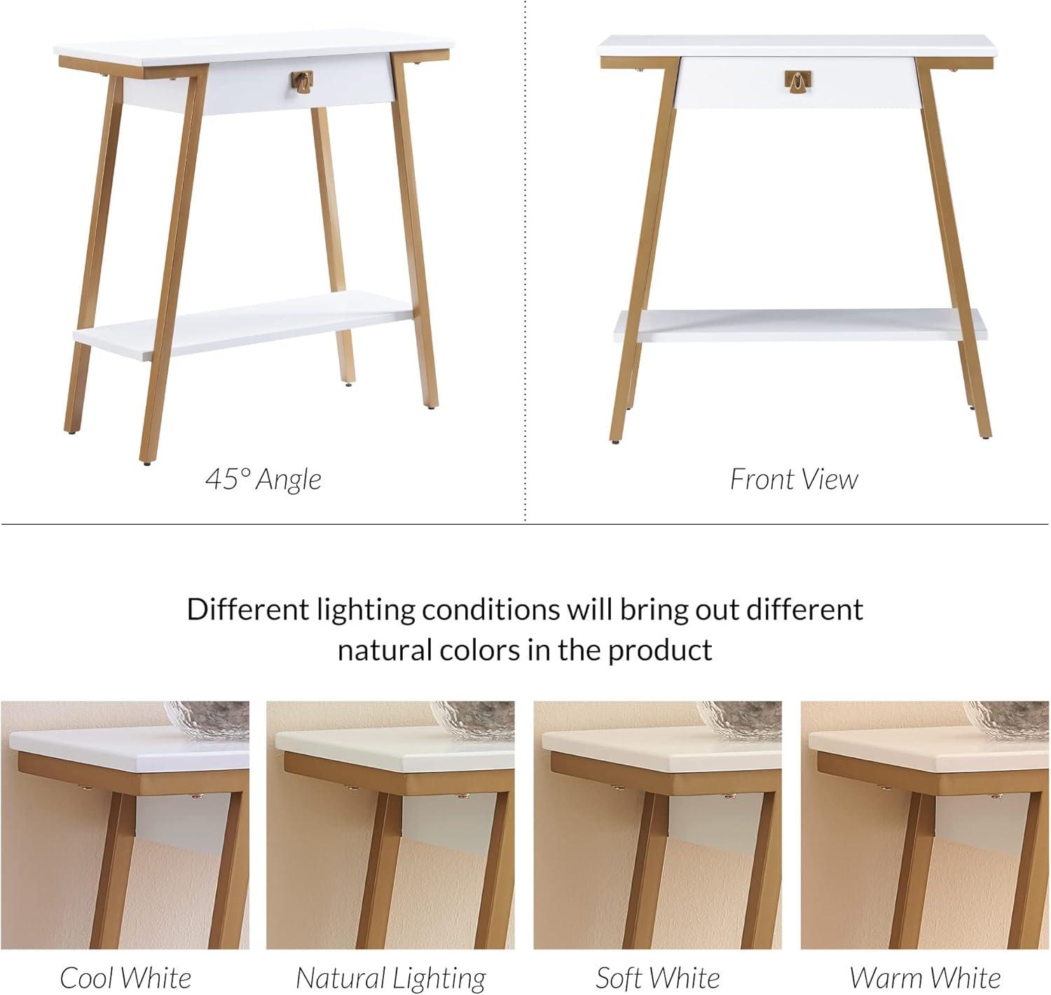 imageIroncraft Solid Wood and Metal Console Table with Shelf Mission Oak and Black Perfect for Entryways Hallways and Living Rooms Leick Home 11232White
