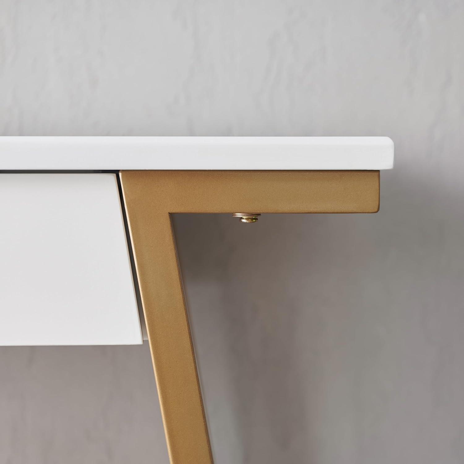 imageIroncraft Solid Wood and Metal Console Table with Shelf Mission Oak and Black Perfect for Entryways Hallways and Living Rooms Leick Home 11232White