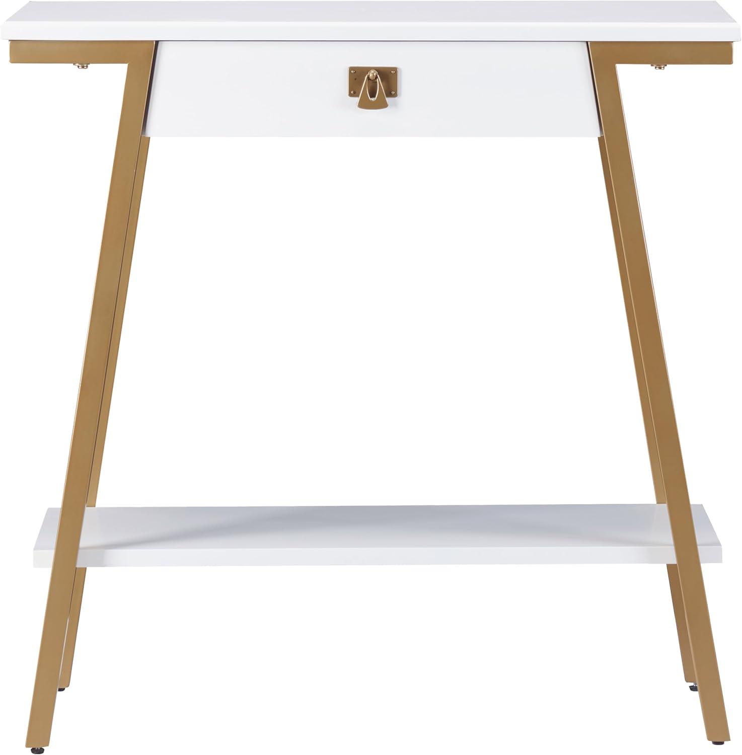 imageIroncraft Solid Wood and Metal Console Table with Shelf Mission Oak and Black Perfect for Entryways Hallways and Living Rooms Leick Home 11232White