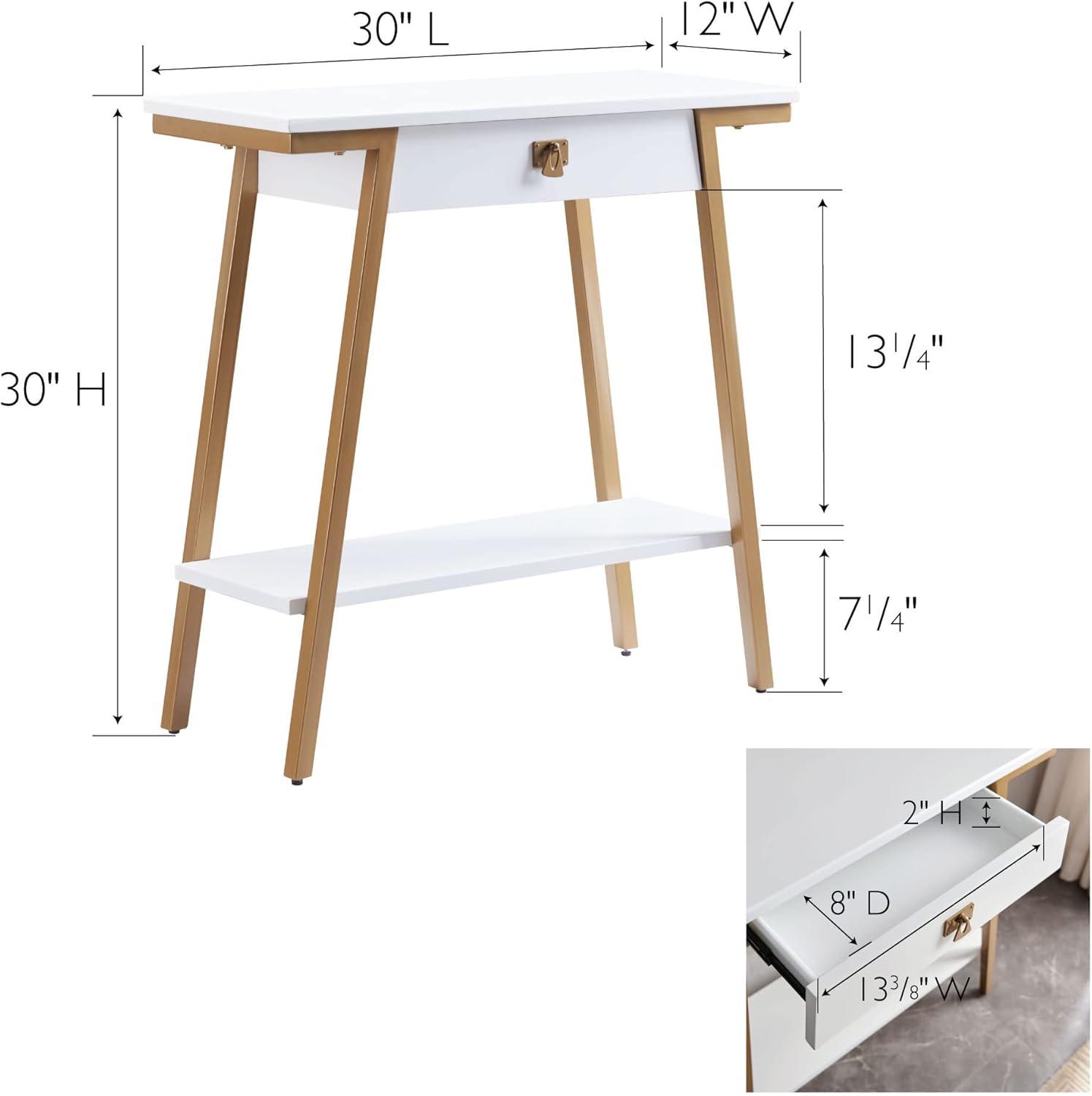 imageIroncraft Solid Wood and Metal Console Table with Shelf Mission Oak and Black Perfect for Entryways Hallways and Living Rooms Leick Home 11232White