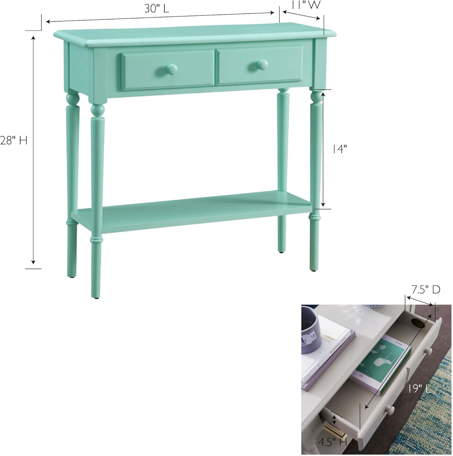 imageLeick Coastal Narrow Hall StandSofa Table with Shelf Kiwi Green 11D x 30W x 28H in