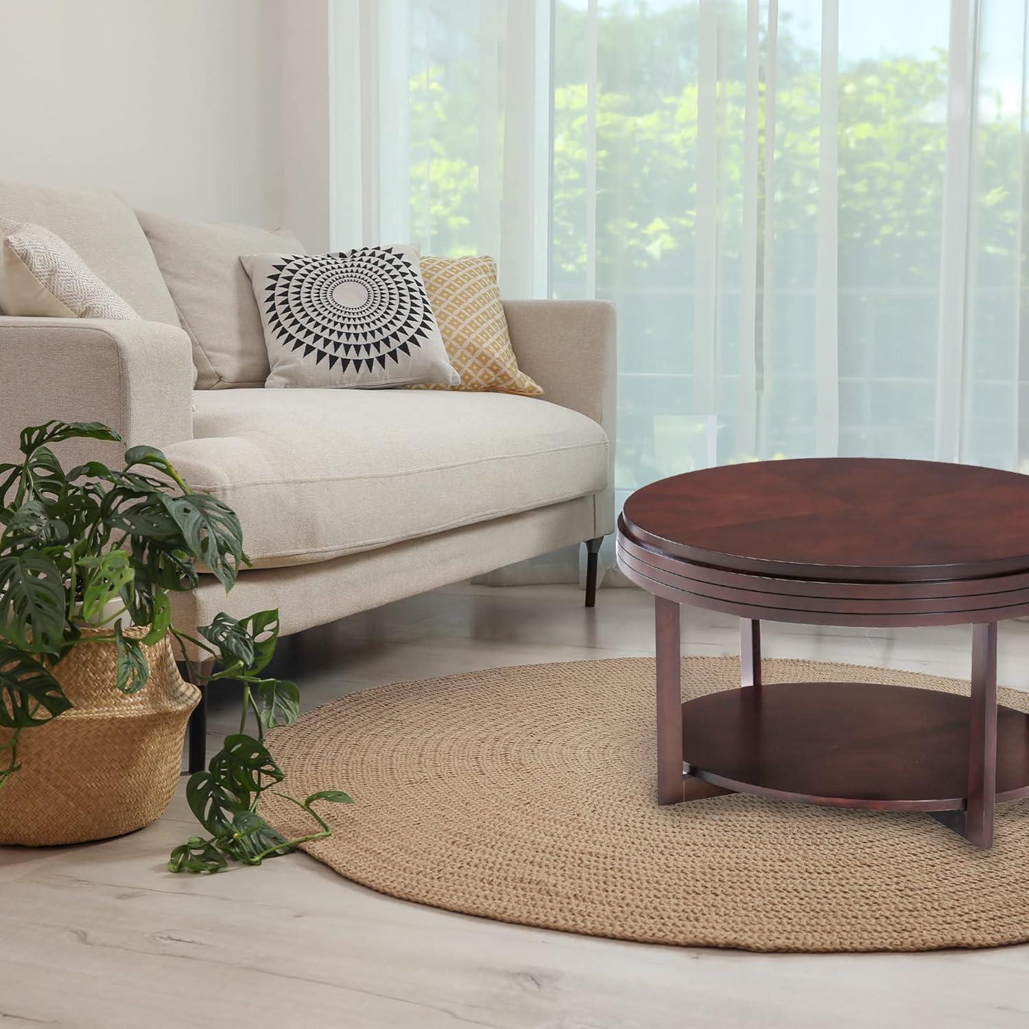 imageLeick Coastal Oval Coffee Table with Shelf Orchid WhiteChocolate Cherry