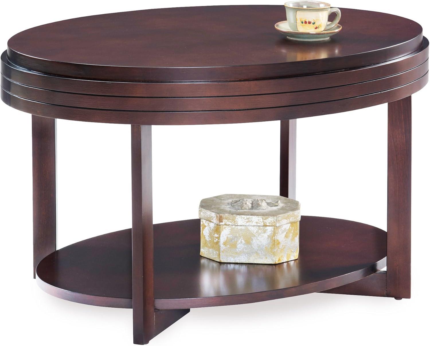 imageLeick Coastal Oval Coffee Table with Shelf Orchid WhiteChocolate Cherry