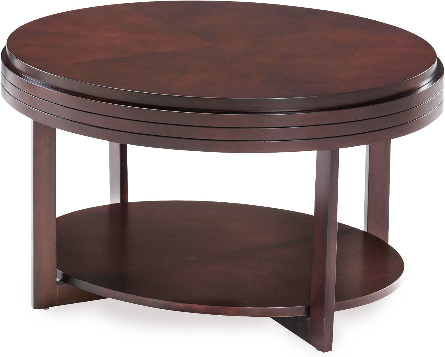imageLeick Coastal Oval Coffee Table with Shelf Orchid WhiteChocolate Cherry