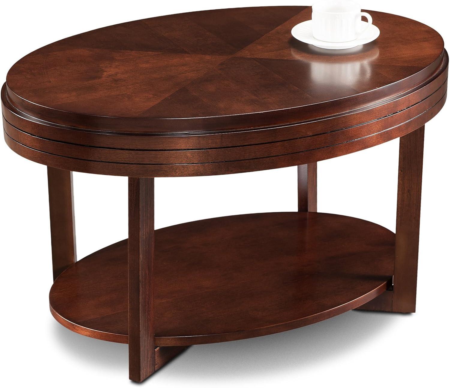 imageLeick Coastal Oval Coffee Table with Shelf Orchid WhiteChocolate Cherry