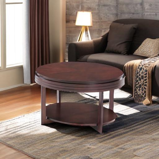 imageLeick Coastal Oval Coffee Table with Shelf Orchid WhiteChocolate Cherry