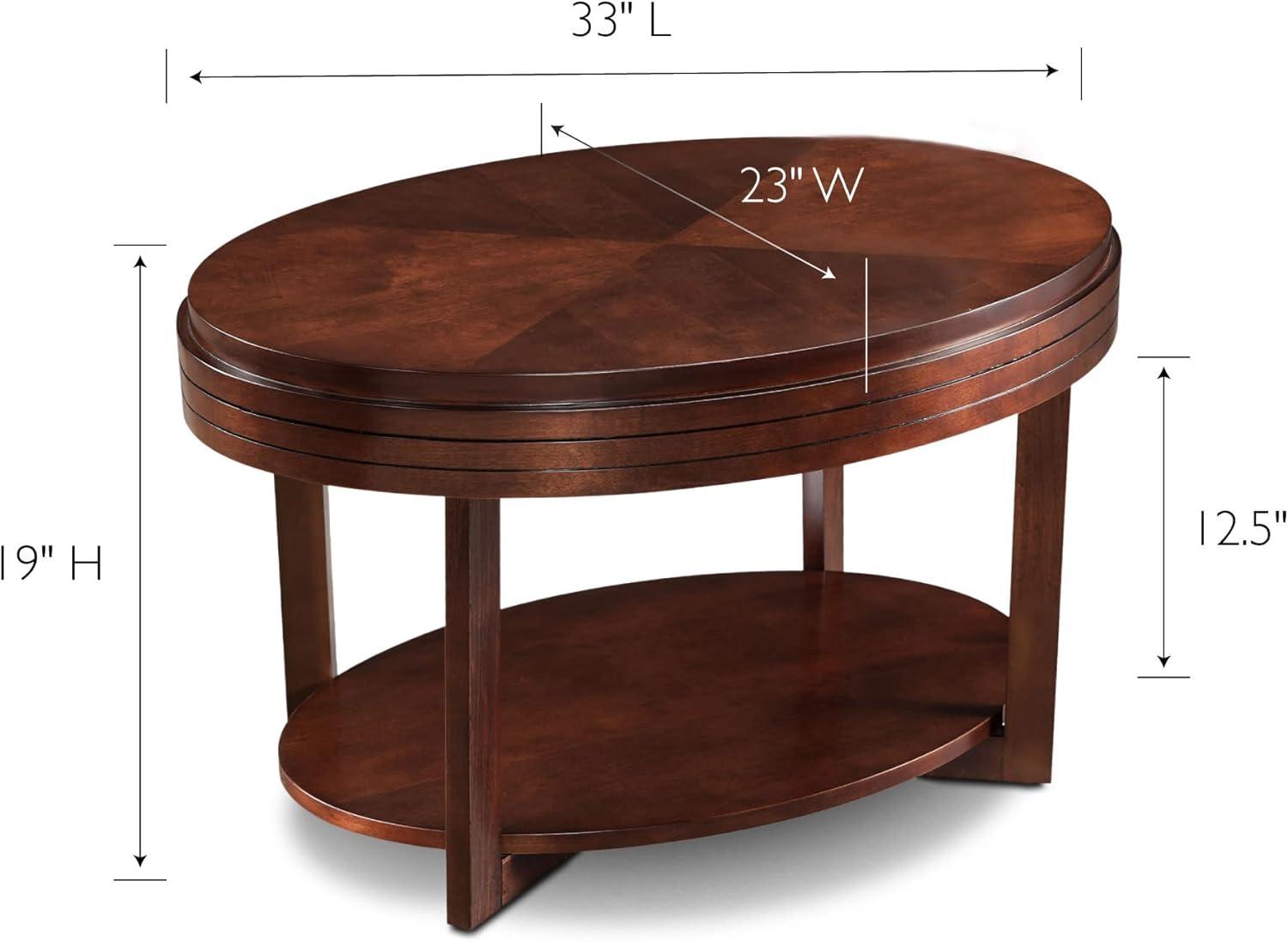 imageLeick Coastal Oval Coffee Table with Shelf Orchid WhiteChocolate Cherry