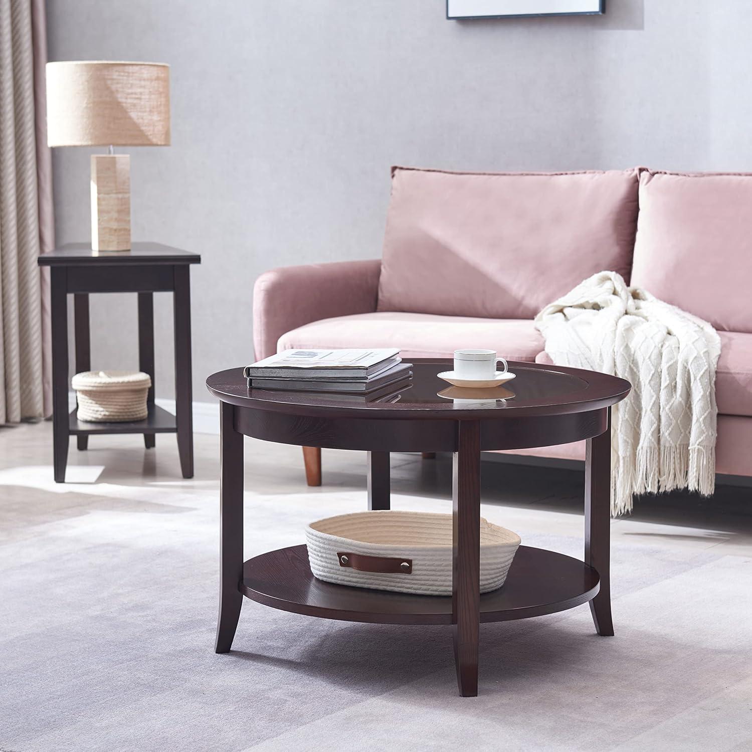 imageLeick Coastal Oval Coffee Table with Shelf Orchid WhiteChocolate Oak