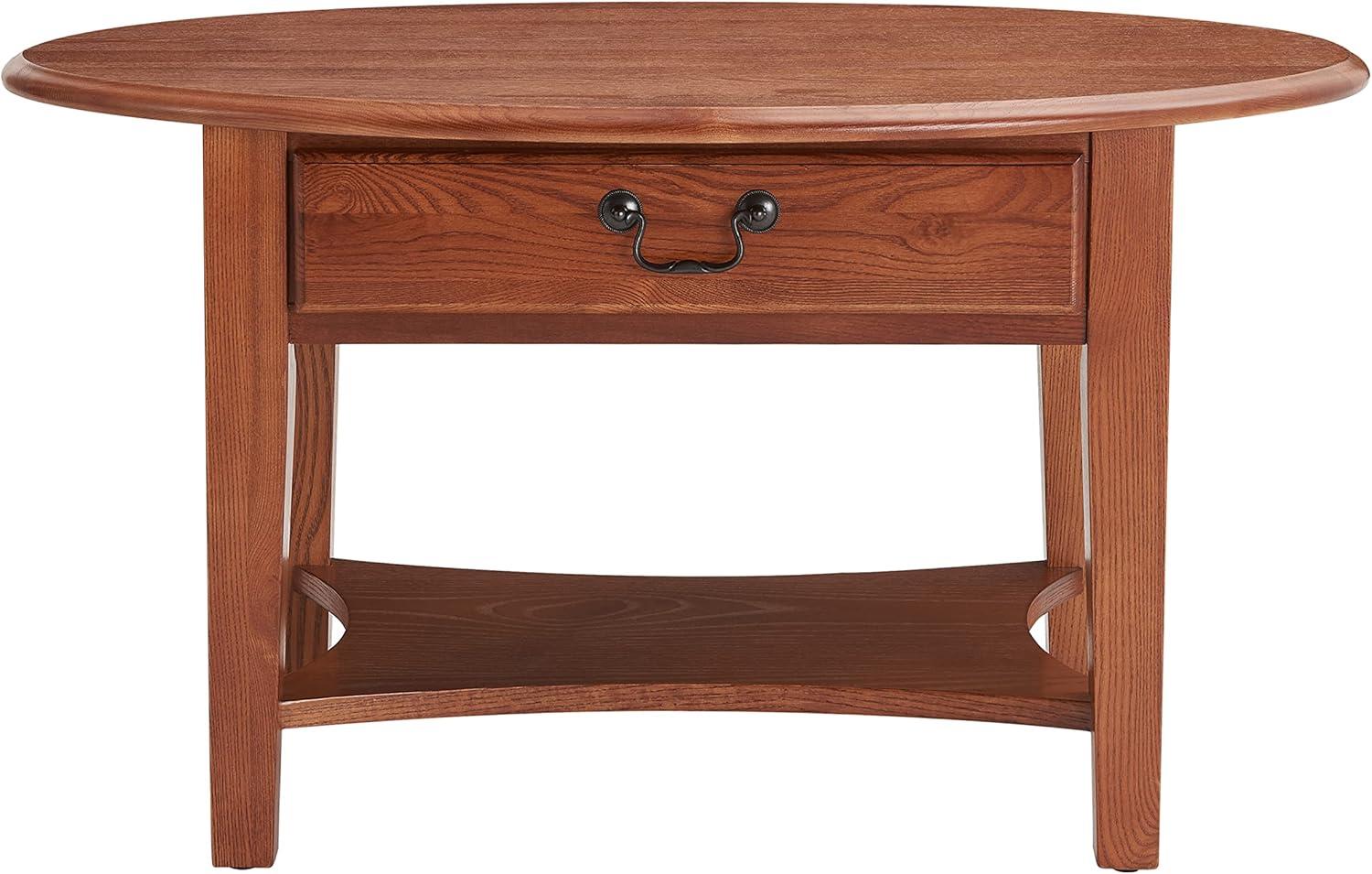 imageLeick Coastal Oval Coffee Table with Shelf Orchid WhiteMedium Oak