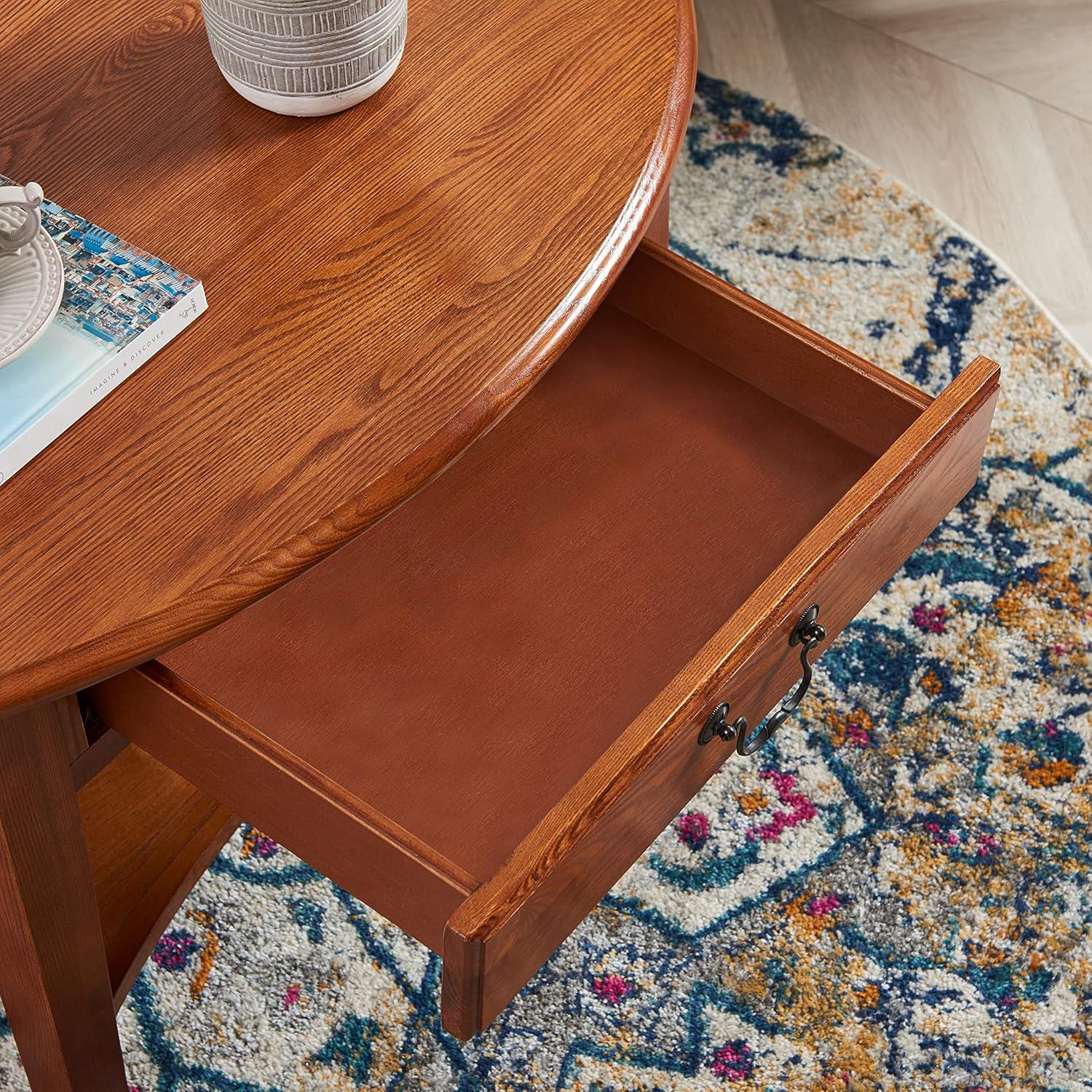 imageLeick Coastal Oval Coffee Table with Shelf Orchid WhiteMedium Oak