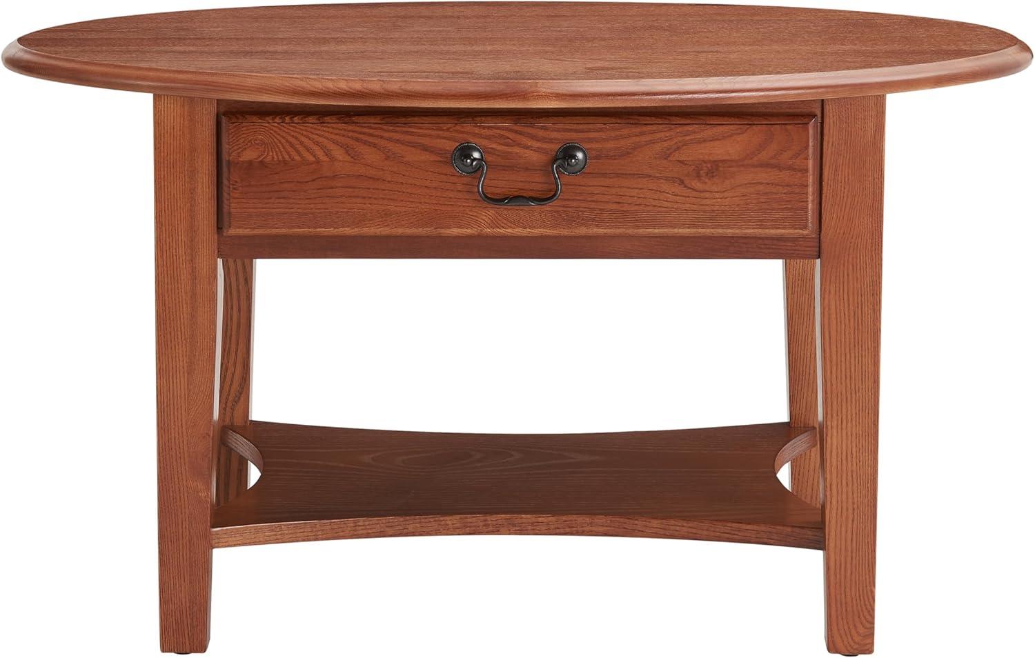imageLeick Coastal Oval Coffee Table with Shelf Orchid WhiteMedium Oak