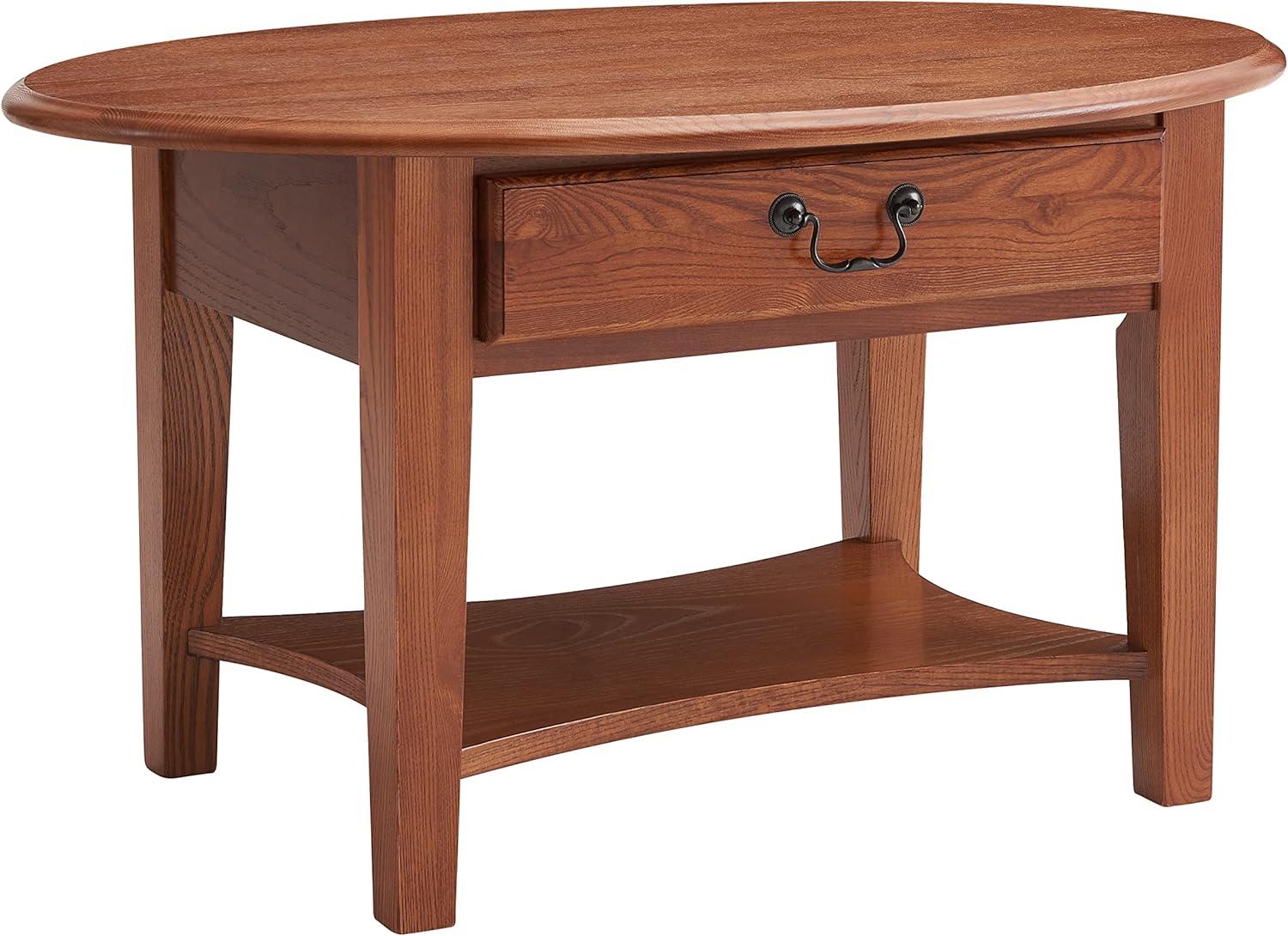 imageLeick Coastal Oval Coffee Table with Shelf Orchid WhiteMedium Oak
