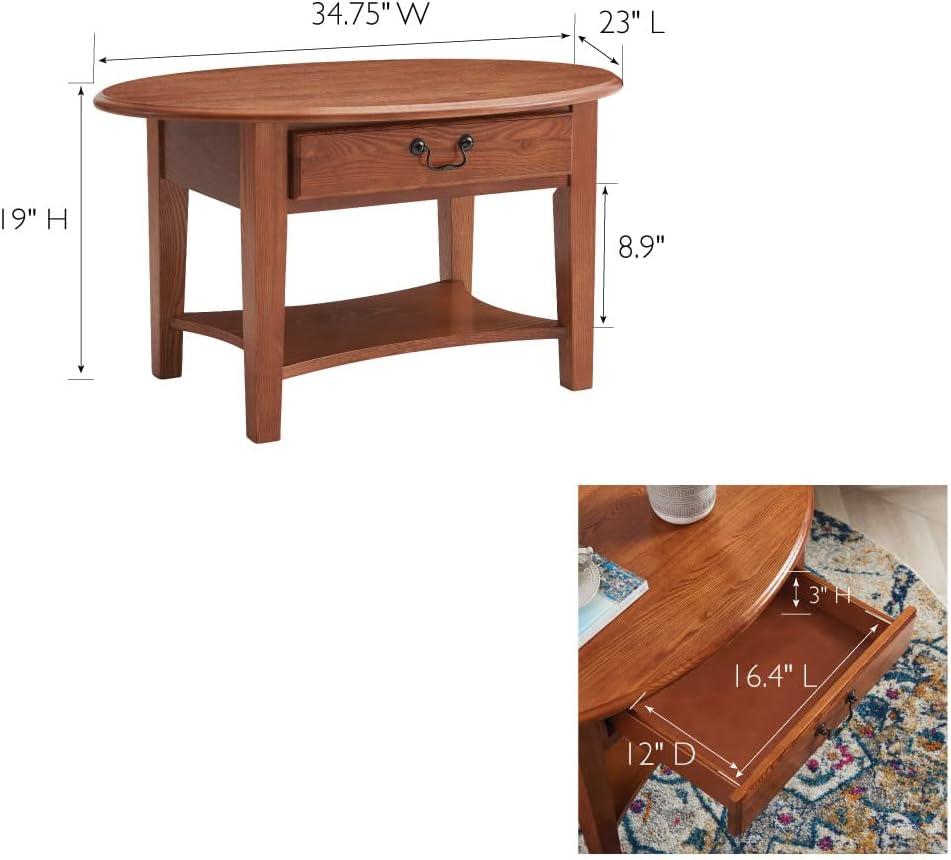 imageLeick Coastal Oval Coffee Table with Shelf Orchid WhiteMedium Oak