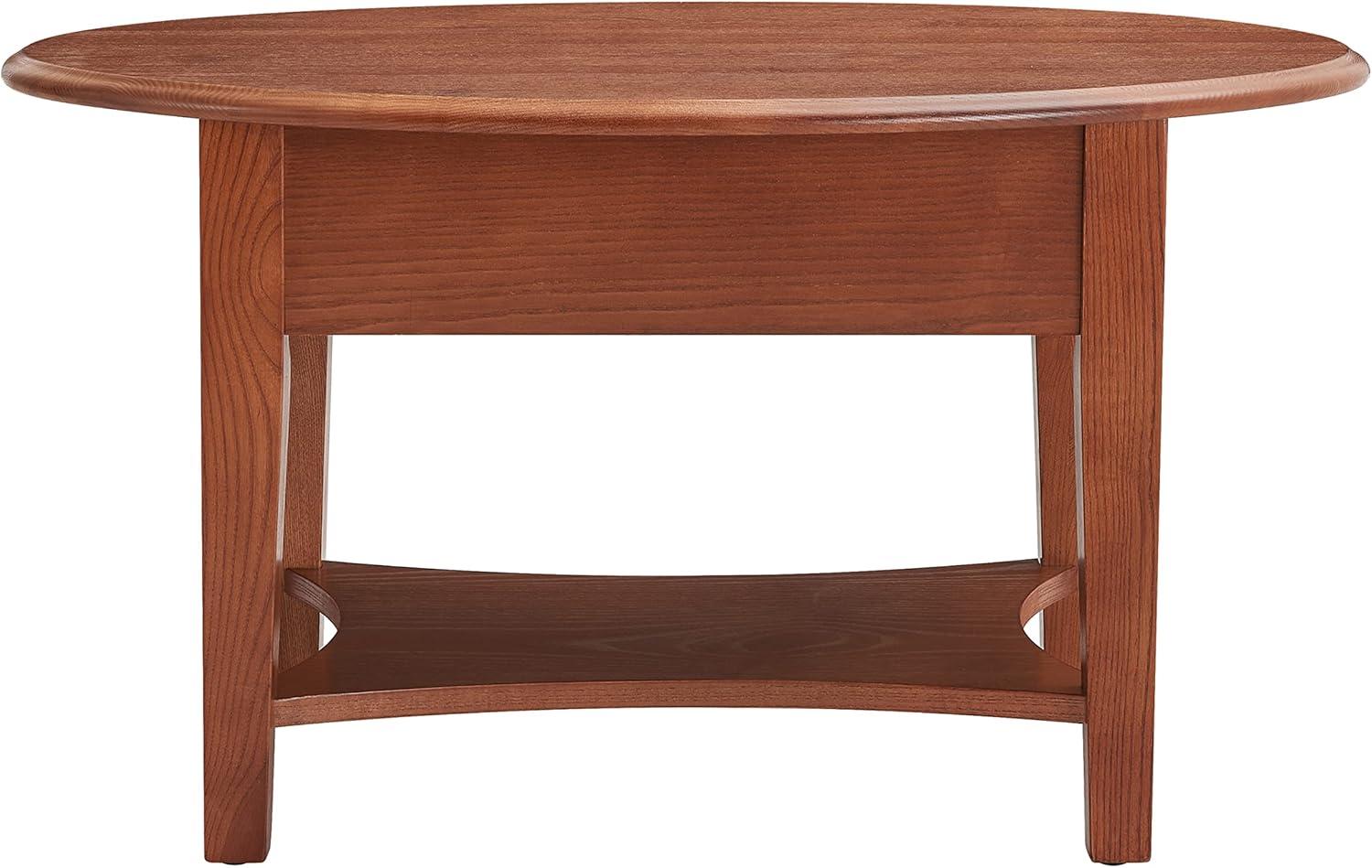 imageLeick Coastal Oval Coffee Table with Shelf Orchid WhiteMedium Oak