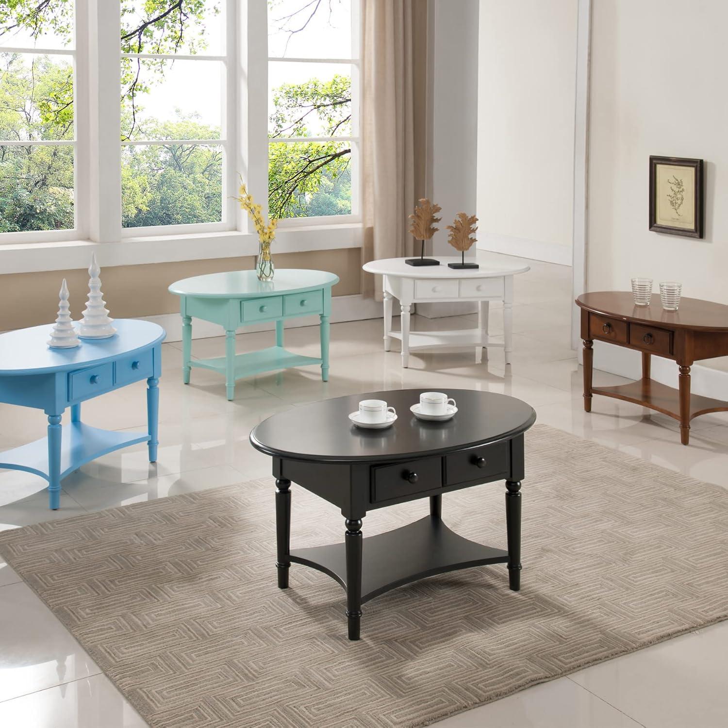 imageLeick Coastal Oval Coffee Table with Shelf Orchid WhiteOrchid White