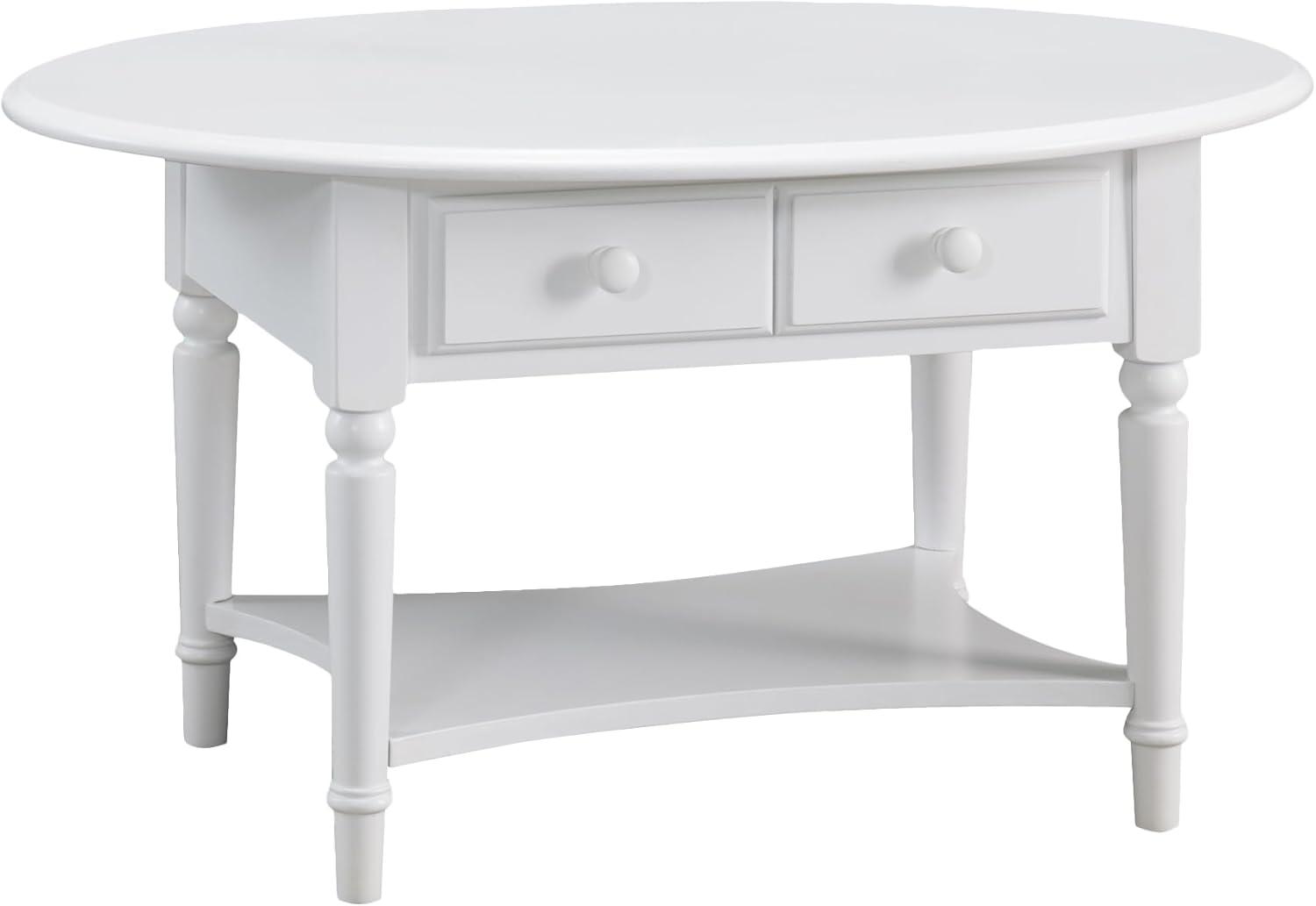imageLeick Coastal Oval Coffee Table with Shelf Orchid WhiteOrchid White
