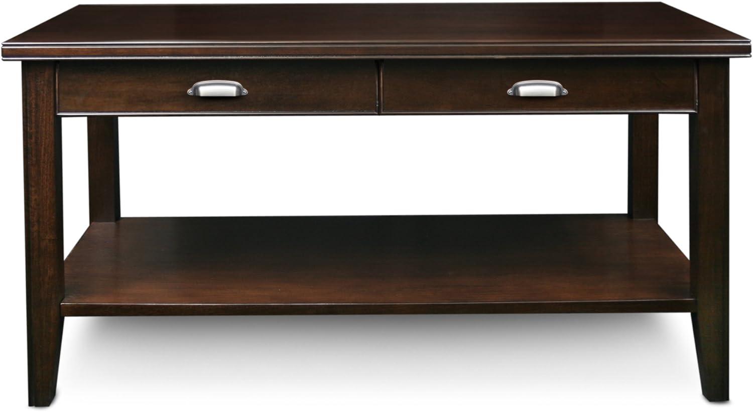 imageLeick Home 10055RS Mission Coffee Table for Living Room Two Drawers and Shelf Made with Solid Wood Russet FinishChocolate Cherry Pewter
