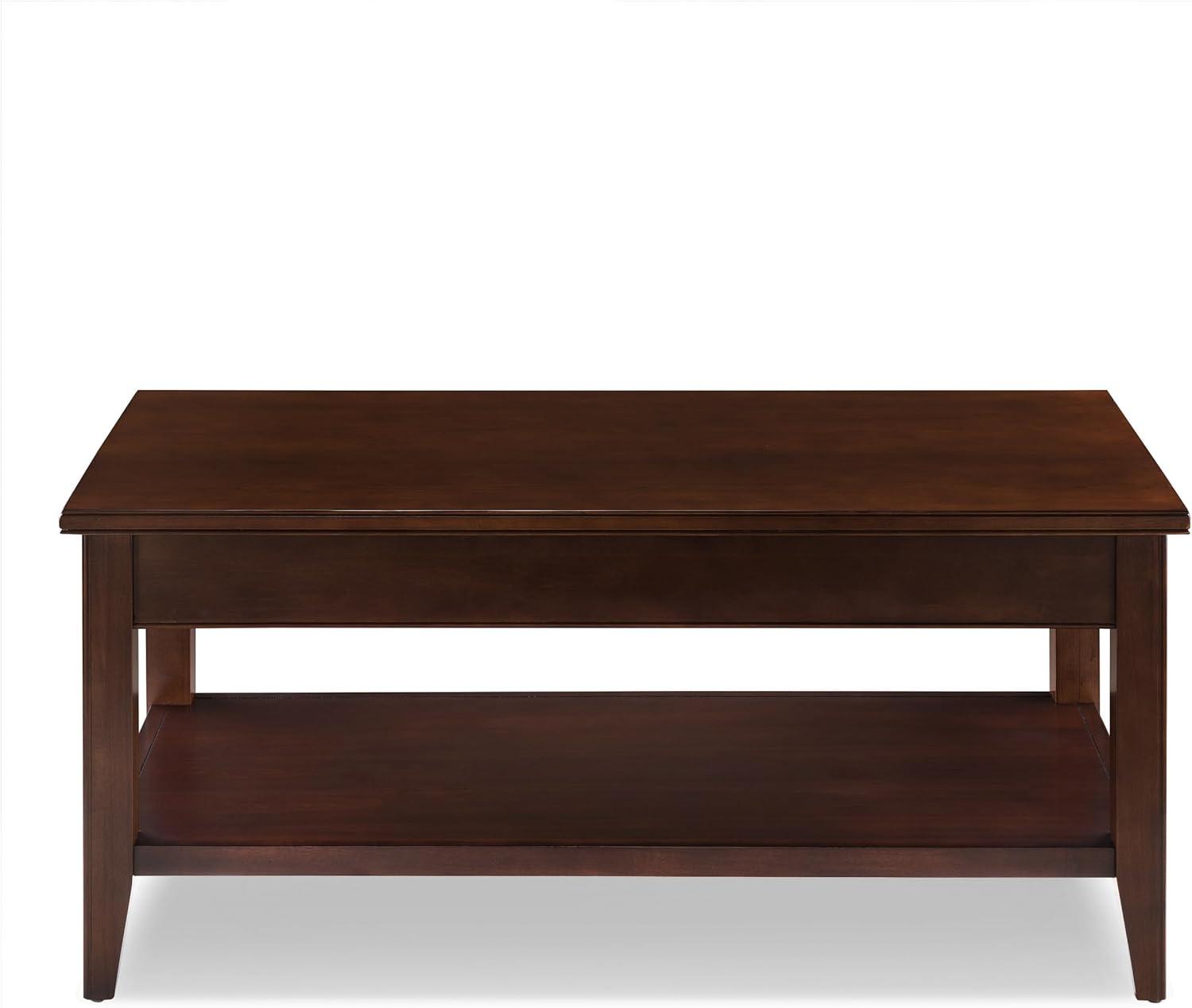 imageLeick Home 10055RS Mission Coffee Table for Living Room Two Drawers and Shelf Made with Solid Wood Russet FinishChocolate Cherry Pewter