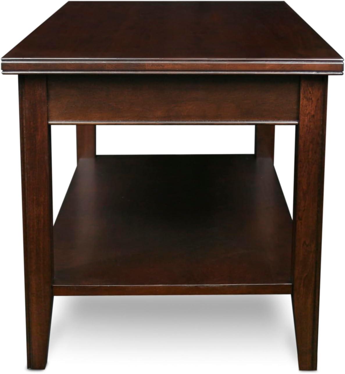 imageLeick Home 10055RS Mission Coffee Table for Living Room Two Drawers and Shelf Made with Solid Wood Russet FinishChocolate Cherry Pewter