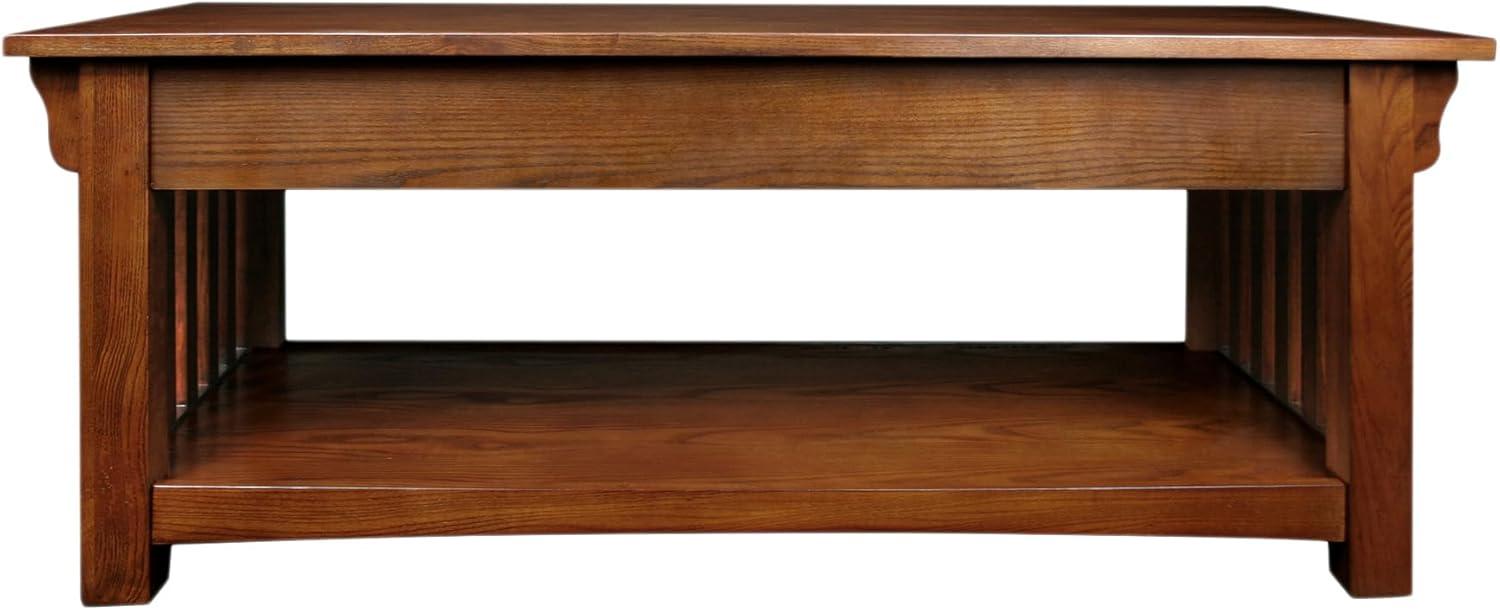 imageLeick Home 10055RS Mission Coffee Table for Living Room Two Drawers and Shelf Made with Solid Wood Russet FinishMedium Oak Blackened