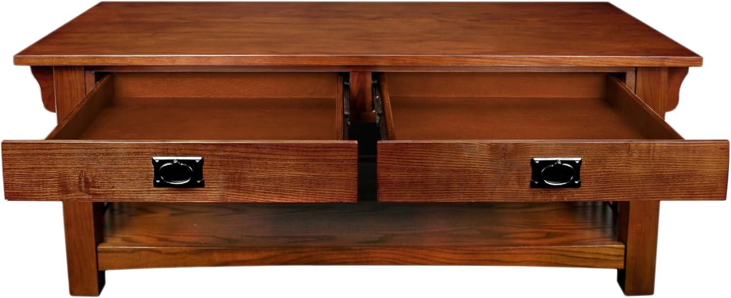 imageLeick Home 10055RS Mission Coffee Table for Living Room Two Drawers and Shelf Made with Solid Wood Russet FinishMedium Oak Blackened