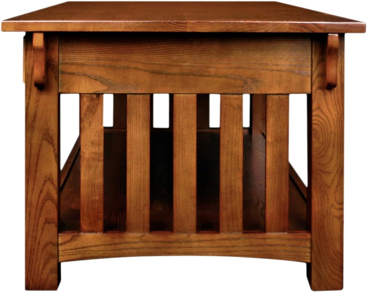 imageLeick Home 10055RS Mission Coffee Table for Living Room Two Drawers and Shelf Made with Solid Wood Russet FinishMedium Oak Blackened