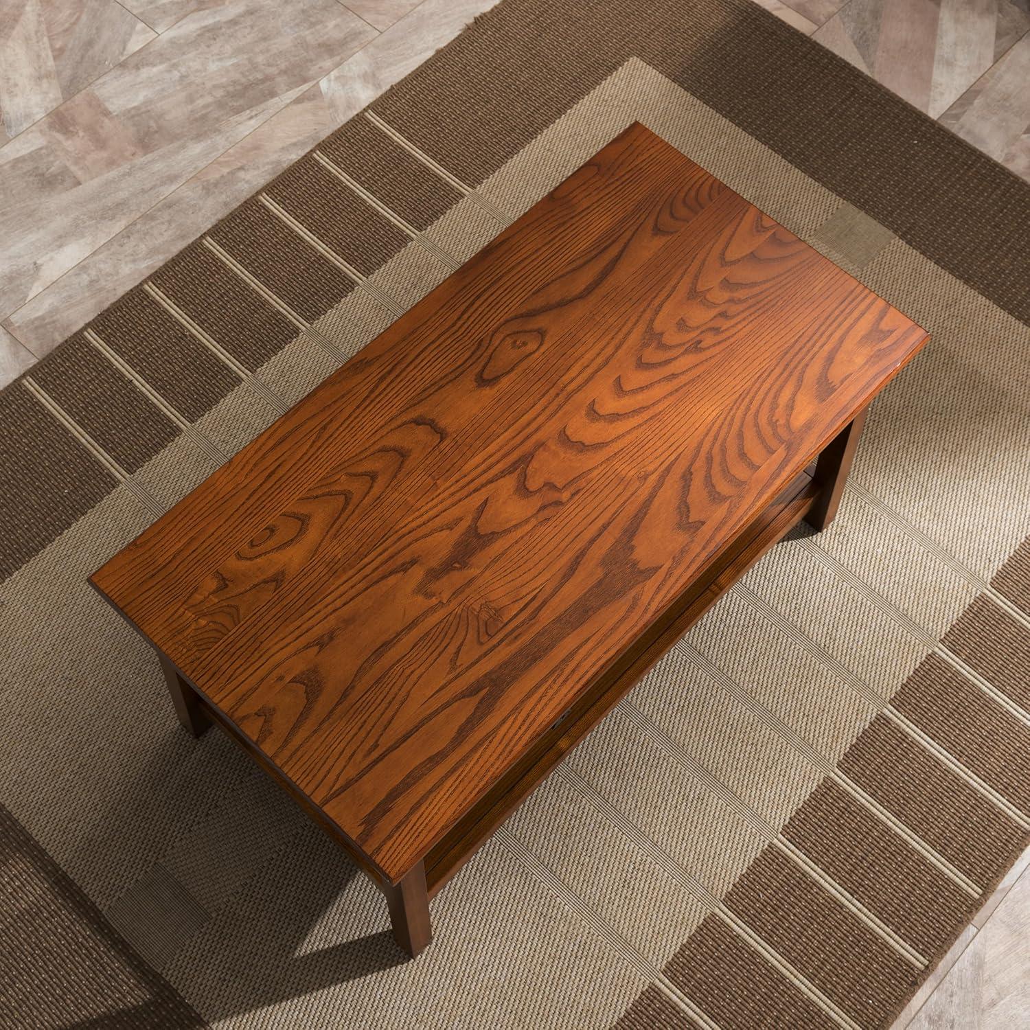 imageLeick Home 10055RS Mission Coffee Table for Living Room Two Drawers and Shelf Made with Solid Wood Russet FinishRusset