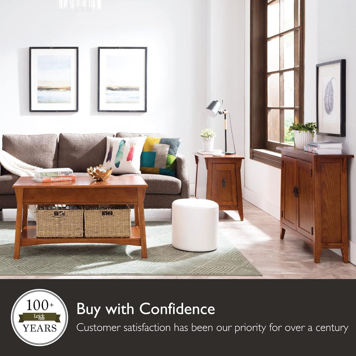 imageLeick Home 10055RS Mission Coffee Table for Living Room Two Drawers and Shelf Made with Solid Wood Russet FinishRusset