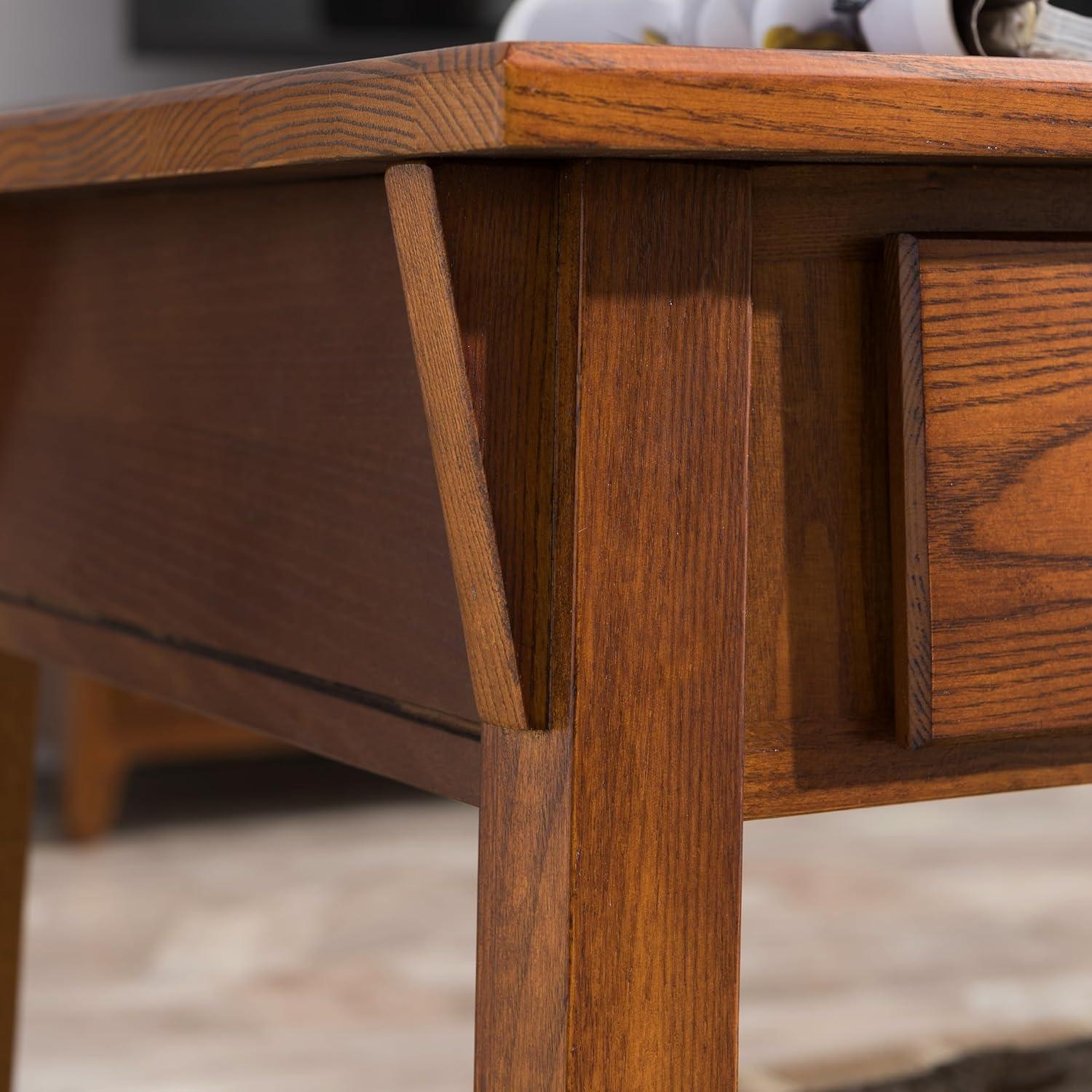 imageLeick Home 10055RS Mission Coffee Table for Living Room Two Drawers and Shelf Made with Solid Wood Russet FinishRusset