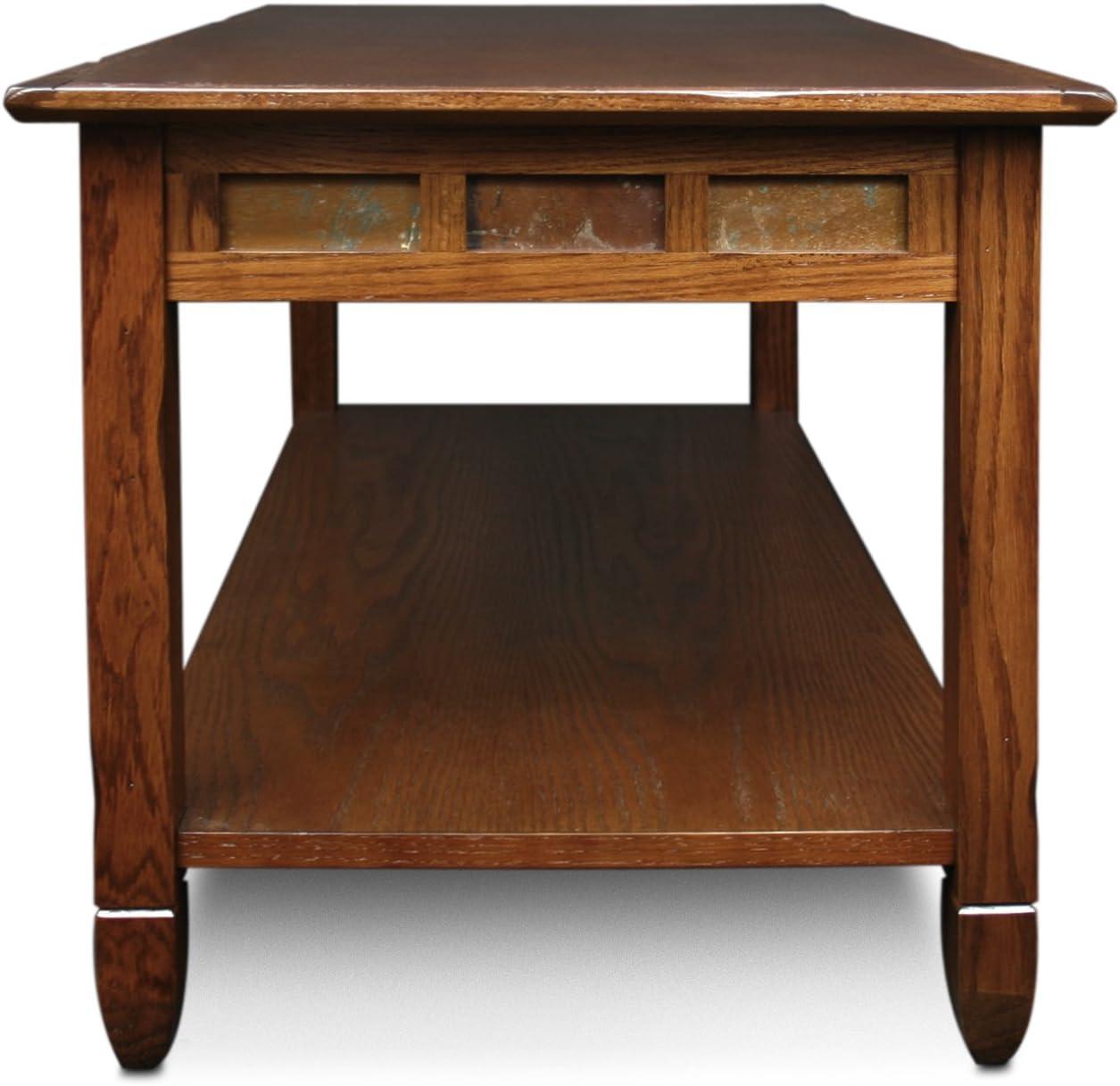 imageLeick Home 10055RS Mission Coffee Table for Living Room Two Drawers and Shelf Made with Solid Wood Russet FinishRustic Oak