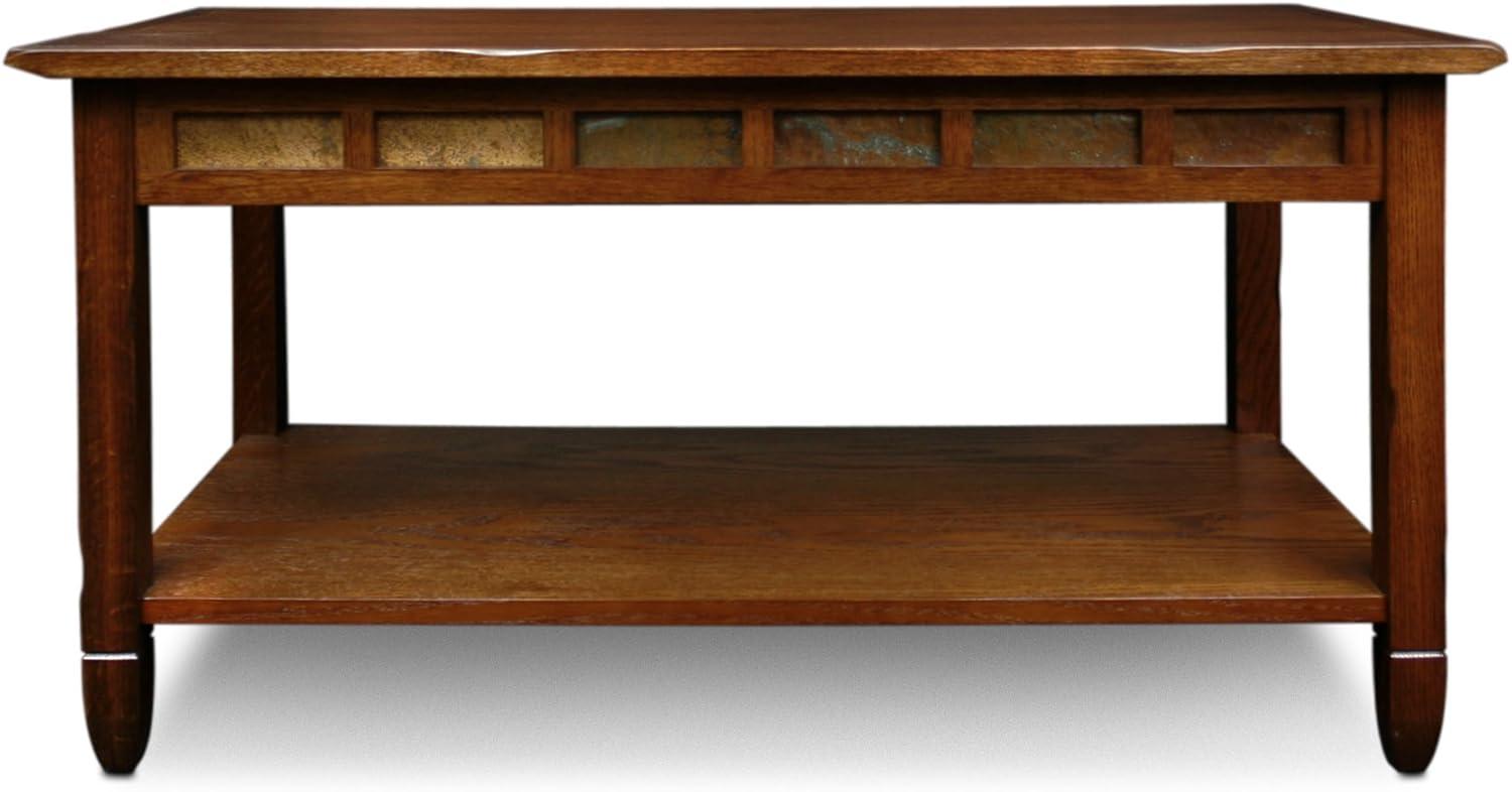 imageLeick Home 10055RS Mission Coffee Table for Living Room Two Drawers and Shelf Made with Solid Wood Russet FinishRustic Oak