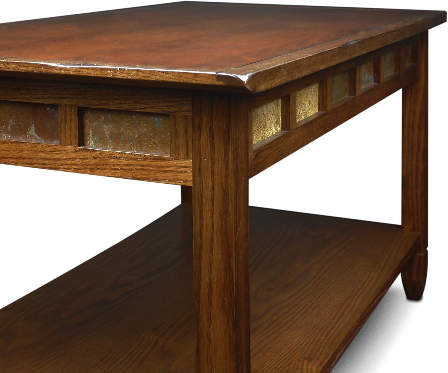 imageLeick Home 10055RS Mission Coffee Table for Living Room Two Drawers and Shelf Made with Solid Wood Russet FinishRustic Oak