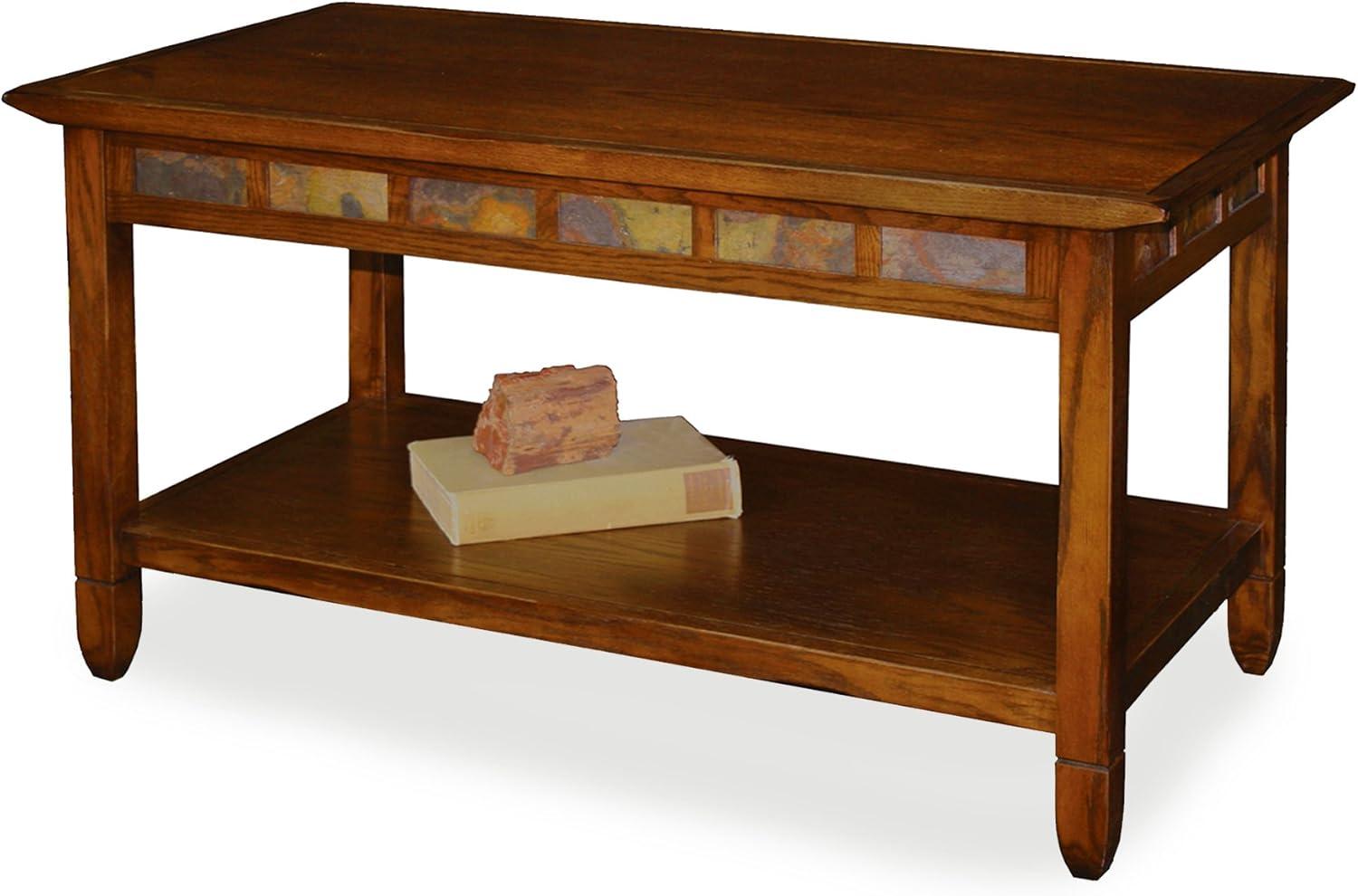 imageLeick Home 10055RS Mission Coffee Table for Living Room Two Drawers and Shelf Made with Solid Wood Russet FinishRustic Oak