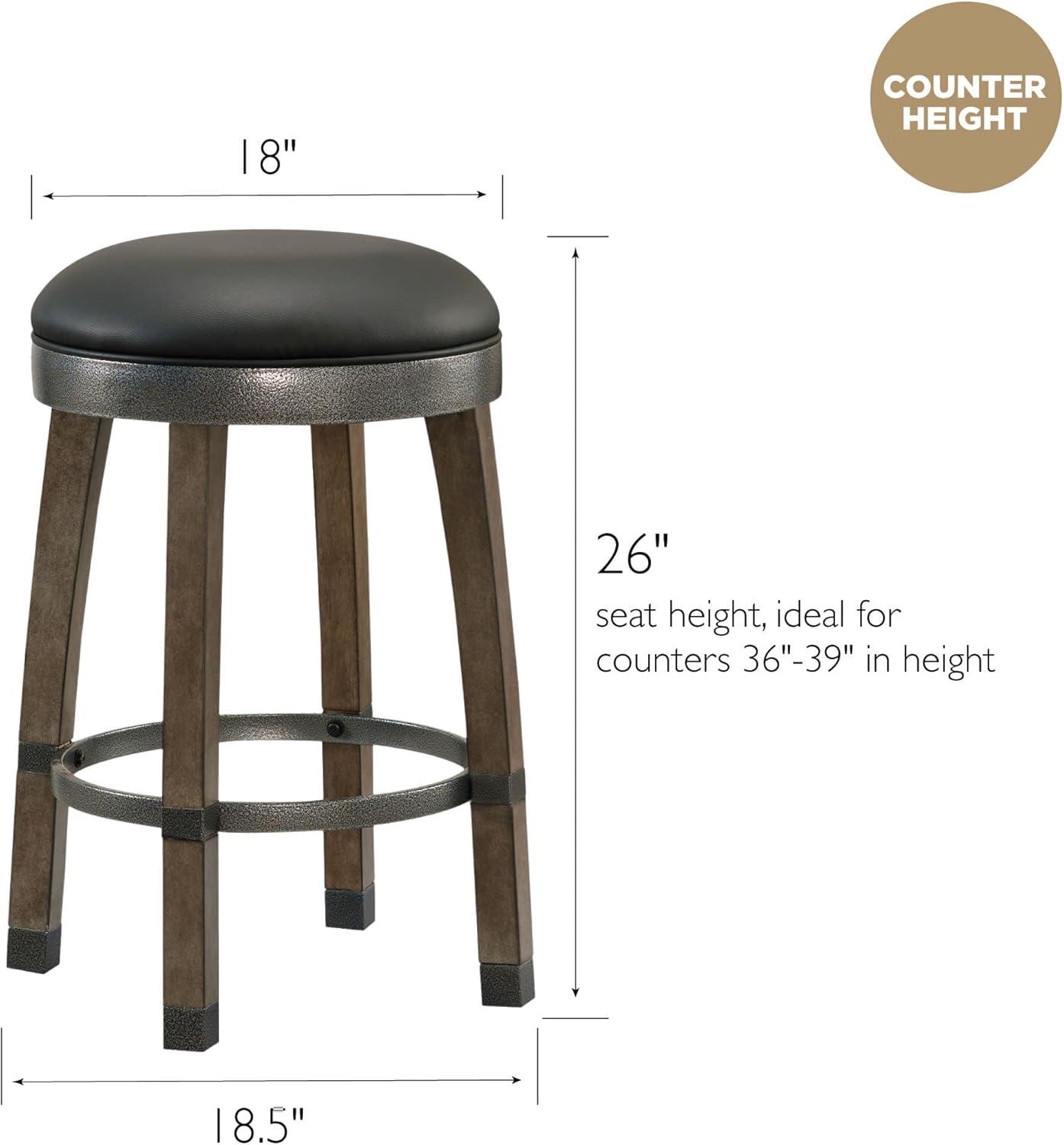 imageLeick Home 10086BBHG Upholstered Back Counter Height Stool with Wood Base Set of 2 for Kitchen Counters and Islands Blackbean and Gray WashHeather GrayBlack