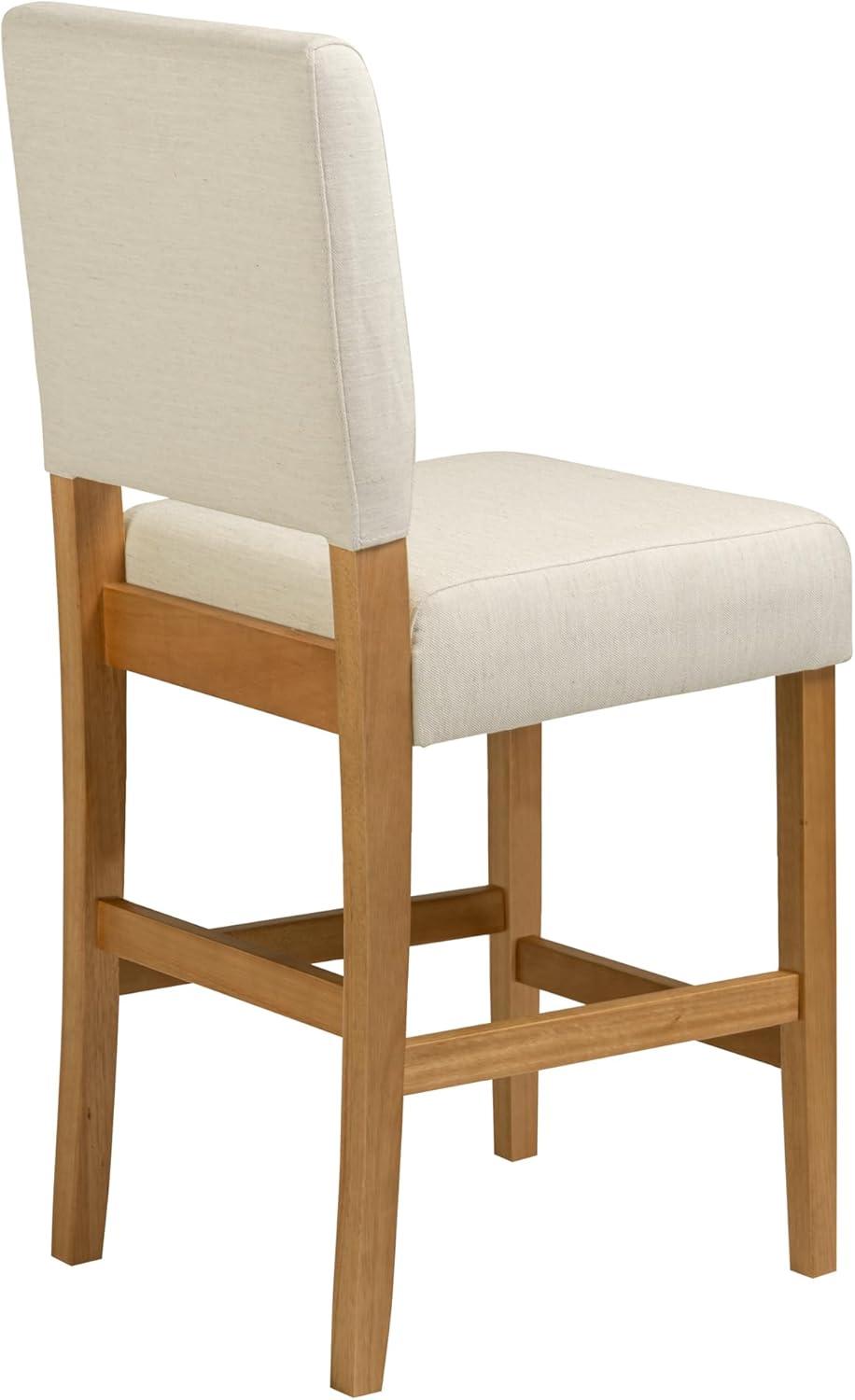 imageLeick Home 10086BBHG Upholstered Back Counter Height Stool with Wood Base Set of 2 for Kitchen Counters and Islands Blackbean and Gray WashHeather GrayWhite Sands