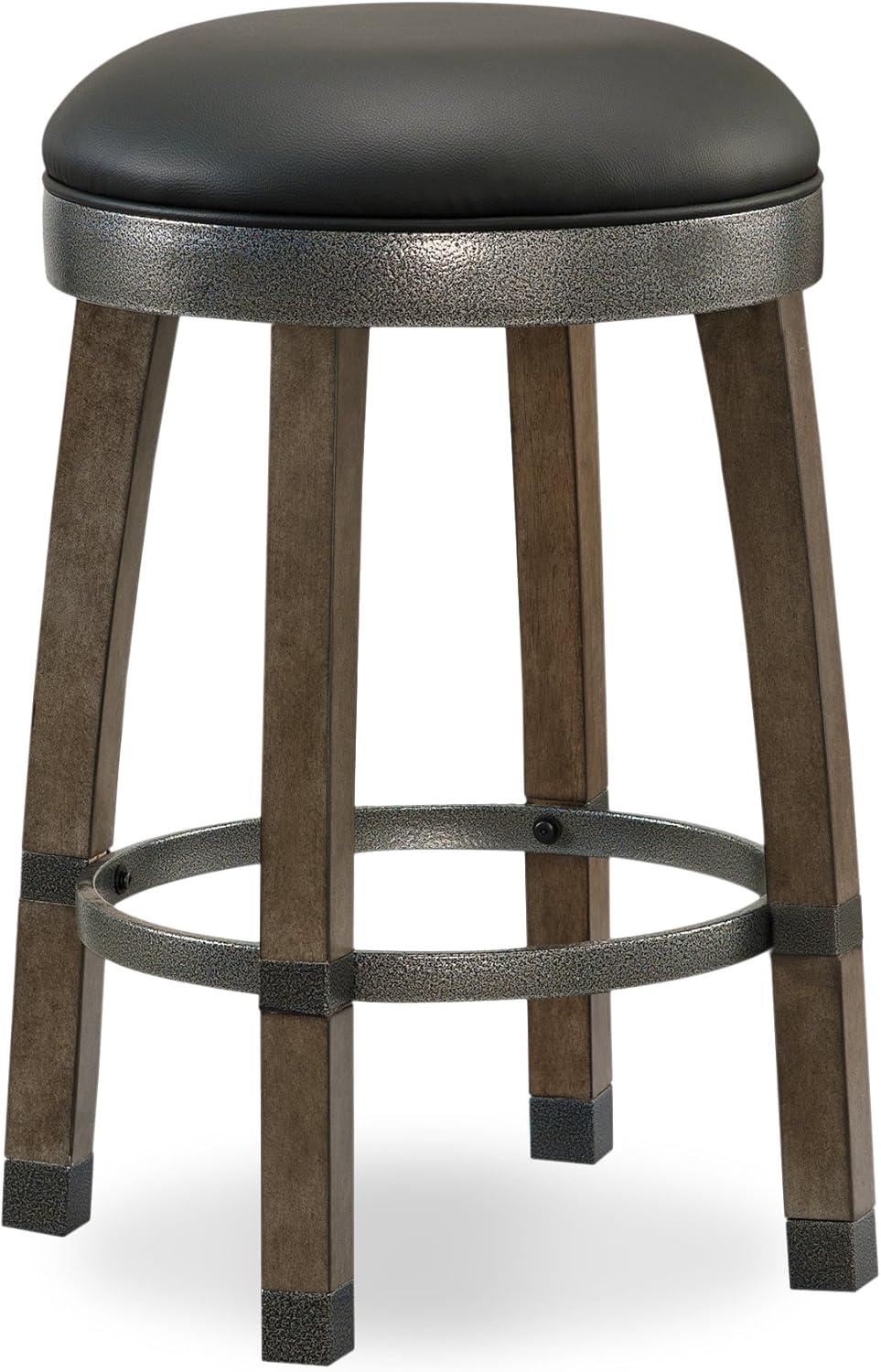 imageLeick Home 10086BBHG Upholstered Back Counter Height Stool with Wood Base Set of 2 for Kitchen Counters and Islands Blackbean and Gray WashHeather GrayBlack