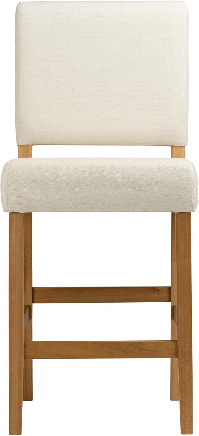 imageLeick Home 10086BBHG Upholstered Back Counter Height Stool with Wood Base Set of 2 for Kitchen Counters and Islands Blackbean and Gray WashHeather GrayWhite Sands