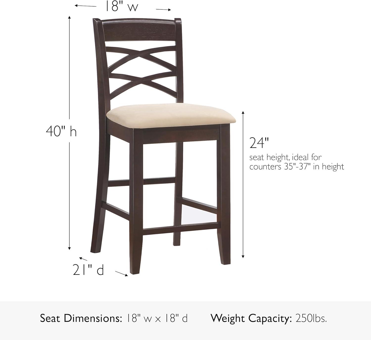 imageLeick Home 10086BBHG Upholstered Back Counter Height Stool with Wood Base Set of 2 for Kitchen Counters and Islands Blackbean and Gray WashHeather GrayBeige