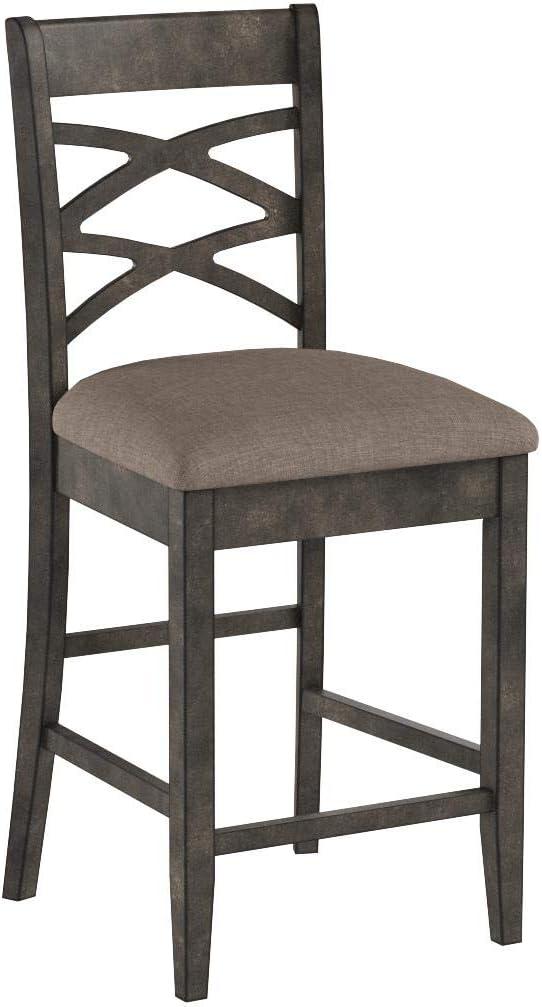 imageLeick Home 10086BBHG Upholstered Back Counter Height Stool with Wood Base Set of 2 for Kitchen Counters and Islands Blackbean and Gray WashHeather GrayMoss Heather