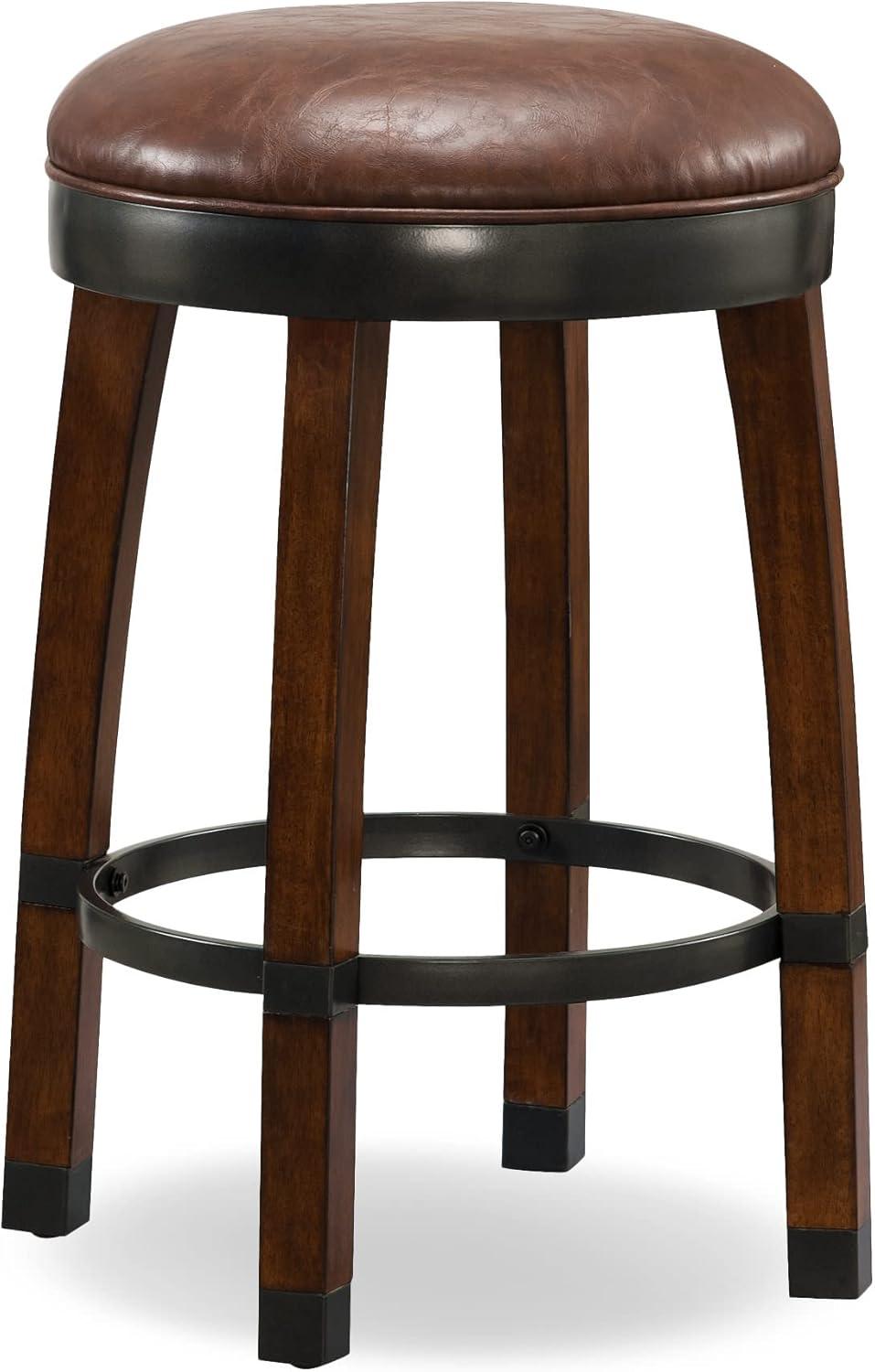 imageLeick Home 10086BBHG Upholstered Back Counter Height Stool with Wood Base Set of 2 for Kitchen Counters and Islands Blackbean and Gray WashHeather GraySable