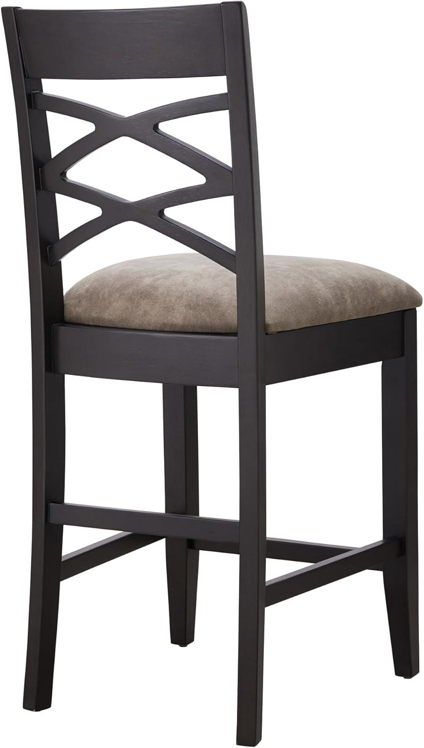 imageLeick Home 10086BBHG Upholstered Back Counter Height Stool with Wood Base Set of 2 for Kitchen Counters and Islands Blackbean and Gray WashHeather GrayDapple Gray