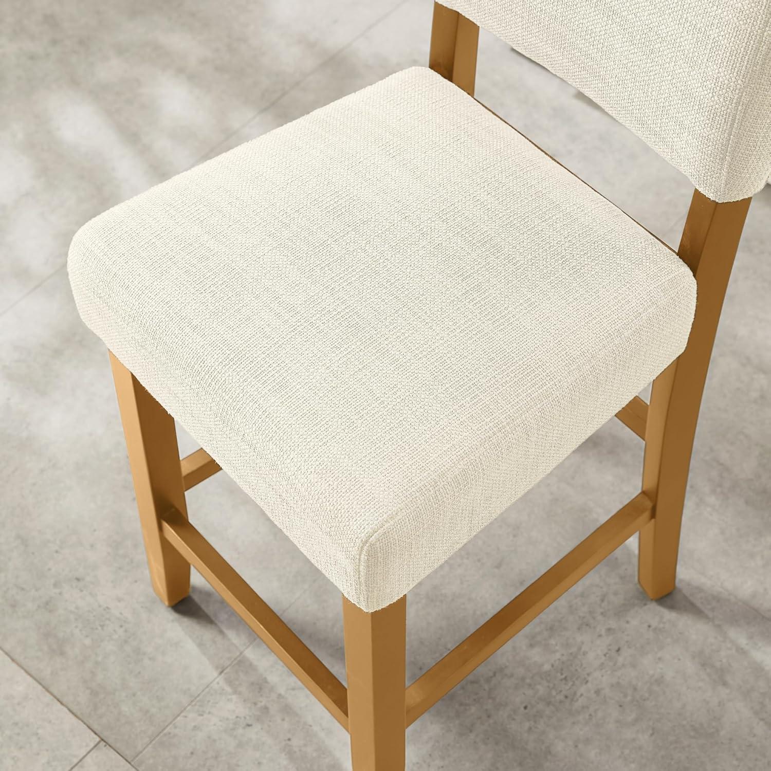 imageLeick Home 10086BBHG Upholstered Back Counter Height Stool with Wood Base Set of 2 for Kitchen Counters and Islands Blackbean and Gray WashHeather GrayWhite Sands