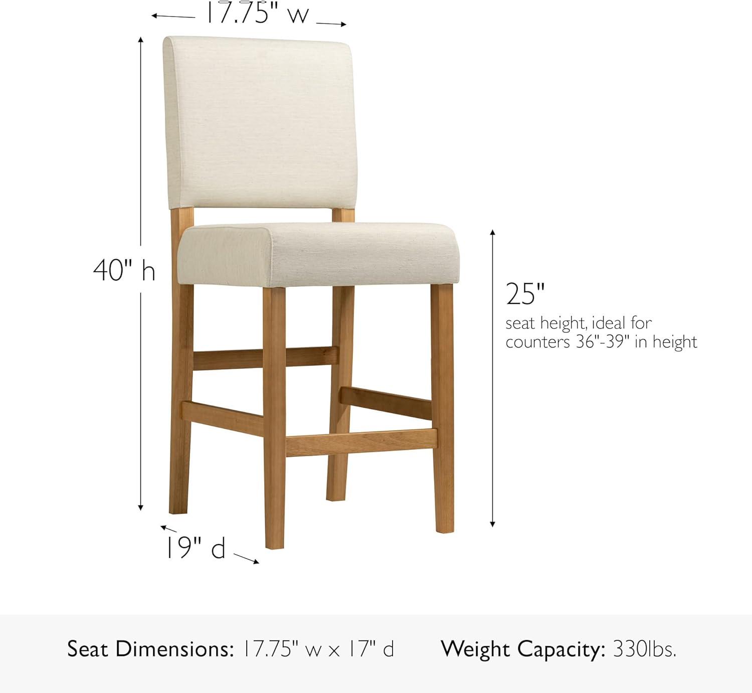 imageLeick Home 10086BBHG Upholstered Back Counter Height Stool with Wood Base Set of 2 for Kitchen Counters and Islands Blackbean and Gray WashHeather GrayWhite Sands