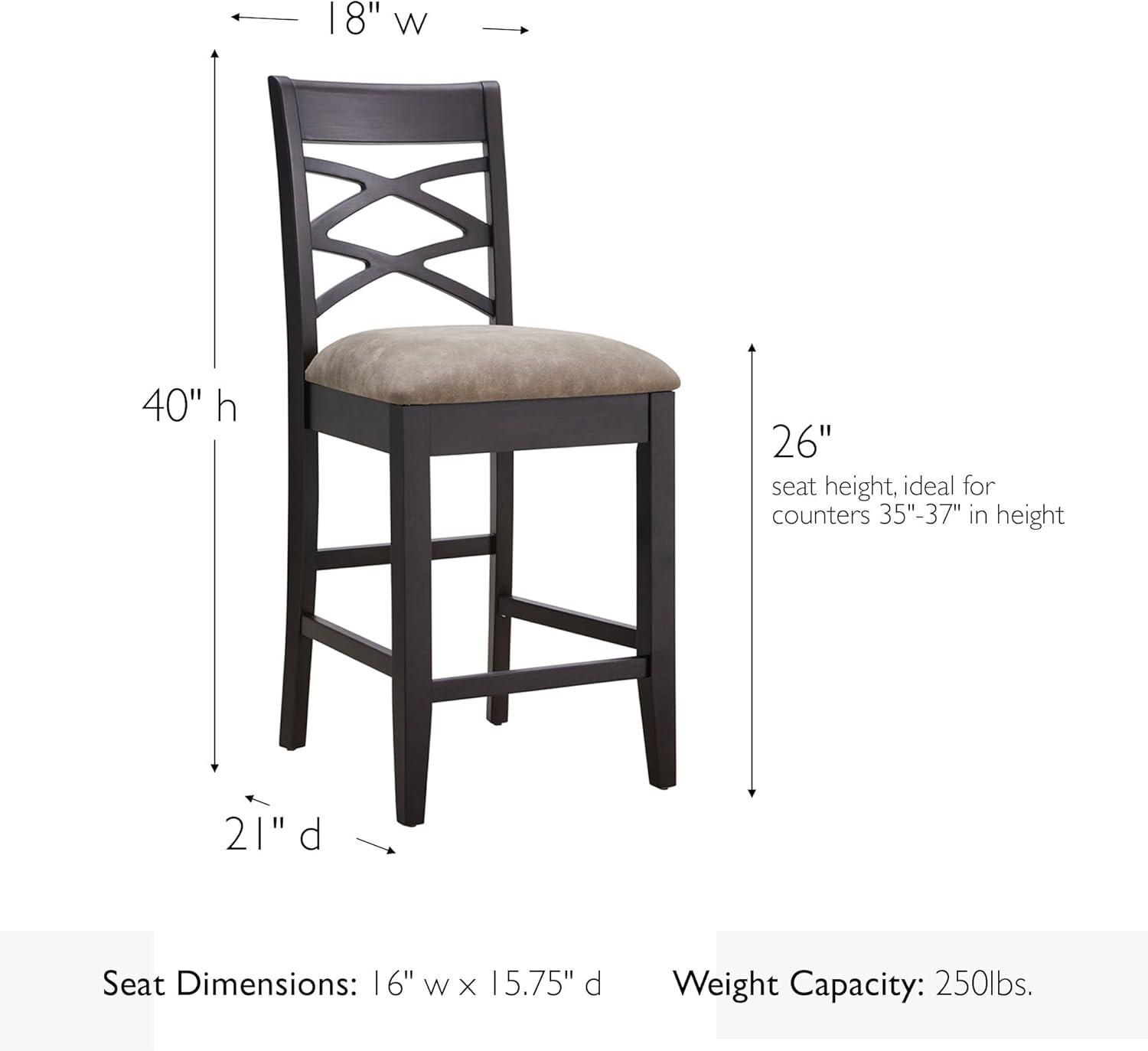 imageLeick Home 10086BBHG Upholstered Back Counter Height Stool with Wood Base Set of 2 for Kitchen Counters and Islands Blackbean and Gray WashHeather GrayDapple Gray