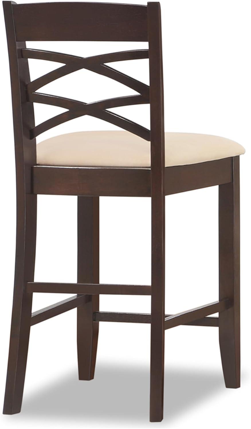 imageLeick Home 10086BBHG Upholstered Back Counter Height Stool with Wood Base Set of 2 for Kitchen Counters and Islands Blackbean and Gray WashHeather GrayBeige