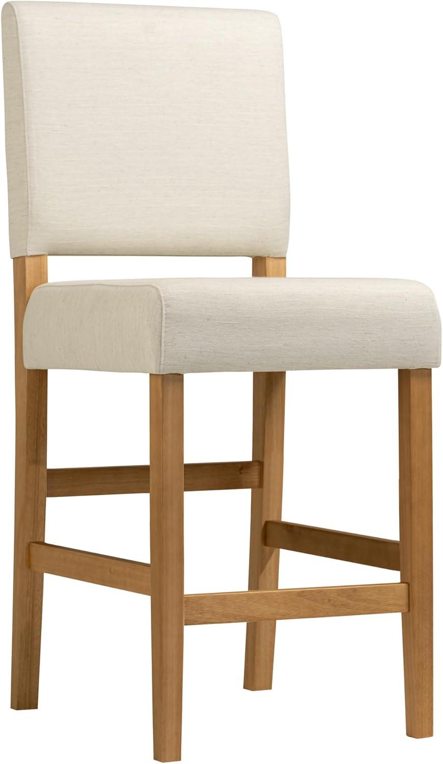 imageLeick Home 10086BBHG Upholstered Back Counter Height Stool with Wood Base Set of 2 for Kitchen Counters and Islands Blackbean and Gray WashHeather GrayWhite Sands
