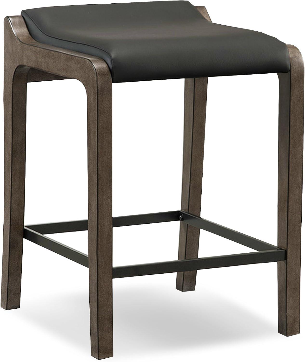 imageLeick Home 10086BBHG Upholstered Back Counter Height Stool with Wood Base Set of 2 for Kitchen Counters and Islands Blackbean and Gray WashHeather GrayBlack