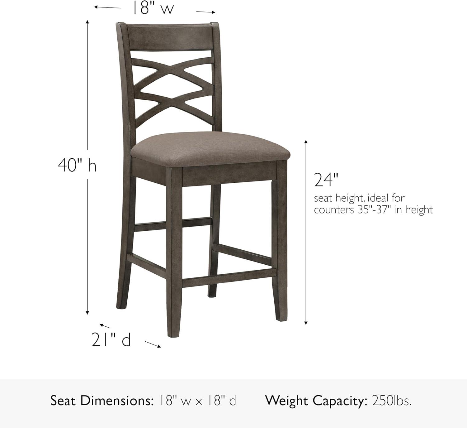 imageLeick Home 10086BBHG Upholstered Back Counter Height Stool with Wood Base Set of 2 for Kitchen Counters and Islands Blackbean and Gray WashHeather GrayMoss Heather