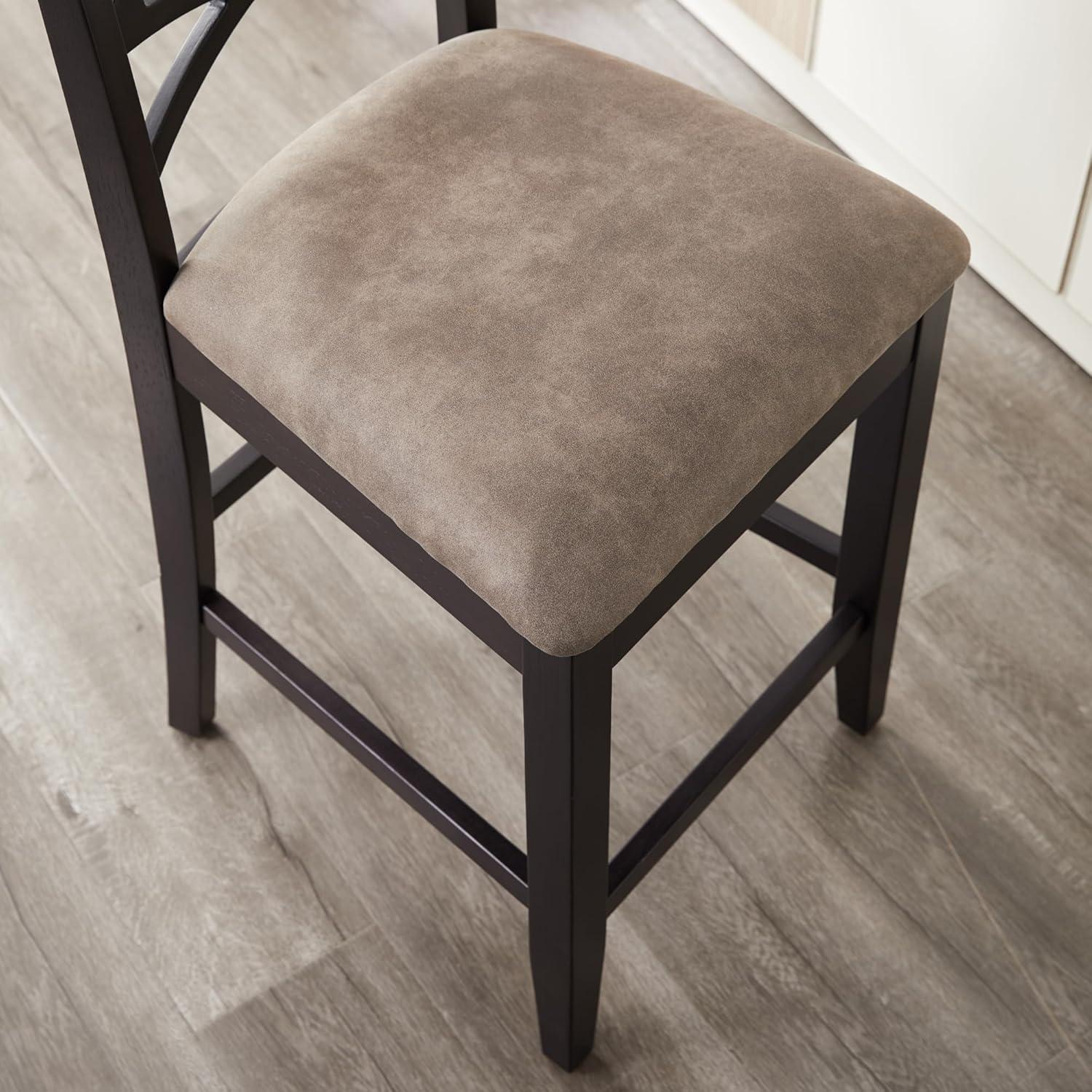 imageLeick Home 10086BBHG Upholstered Back Counter Height Stool with Wood Base Set of 2 for Kitchen Counters and Islands Blackbean and Gray WashHeather GrayDapple Gray
