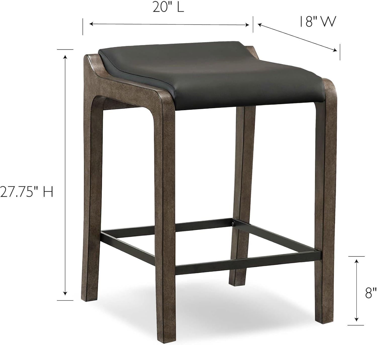 imageLeick Home 10086BBHG Upholstered Back Counter Height Stool with Wood Base Set of 2 for Kitchen Counters and Islands Blackbean and Gray WashHeather GrayBlack